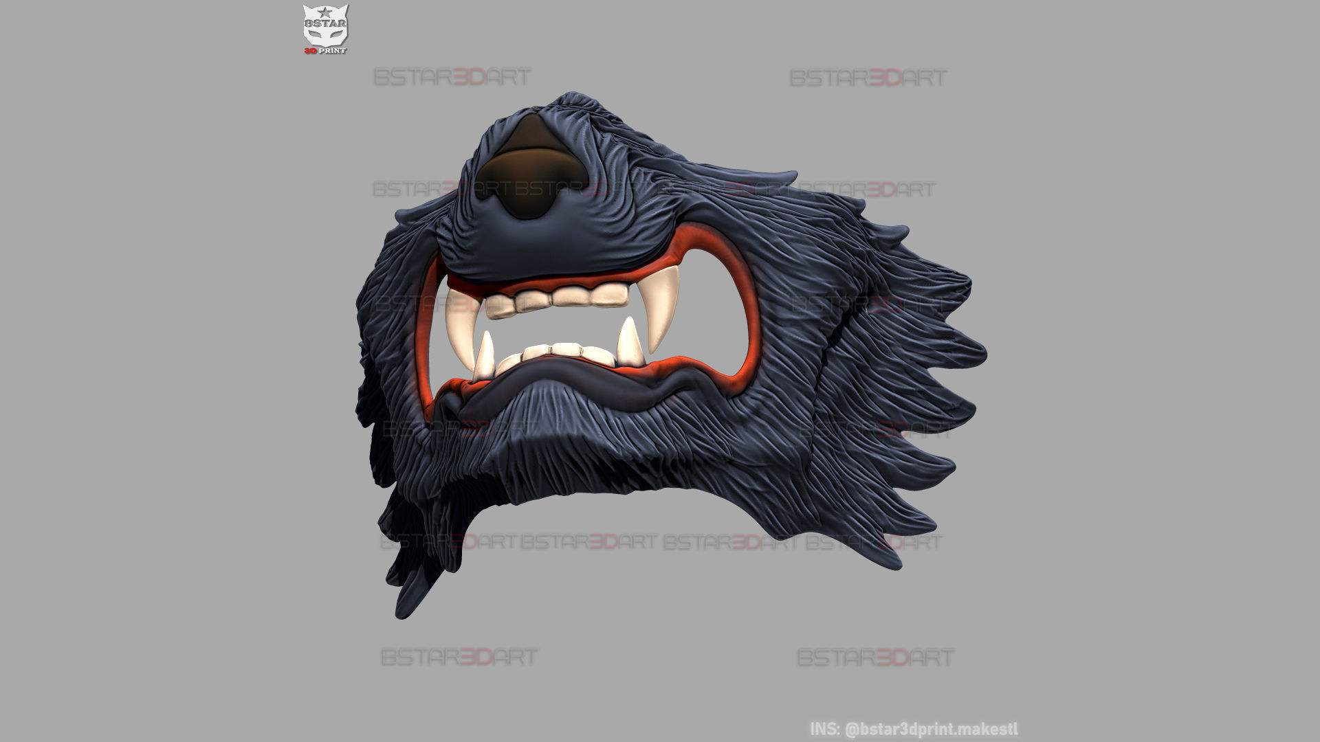 Wolf Face Mask Cosplay  - High Quality Details 3D print model_16