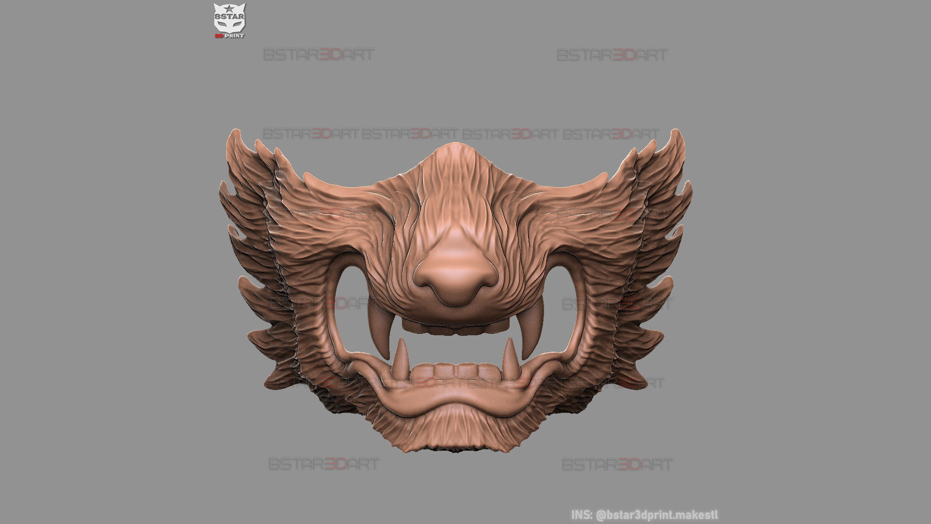 Wolf Face Mask Cosplay  - High Quality Details 3D print model_17