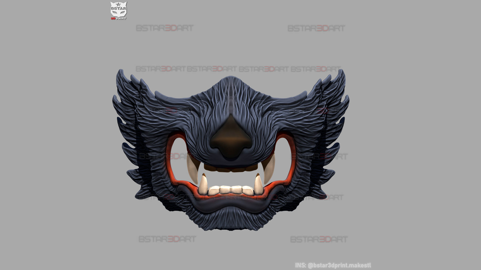 Wolf Face Mask Cosplay  - High Quality Details 3D print model_9
