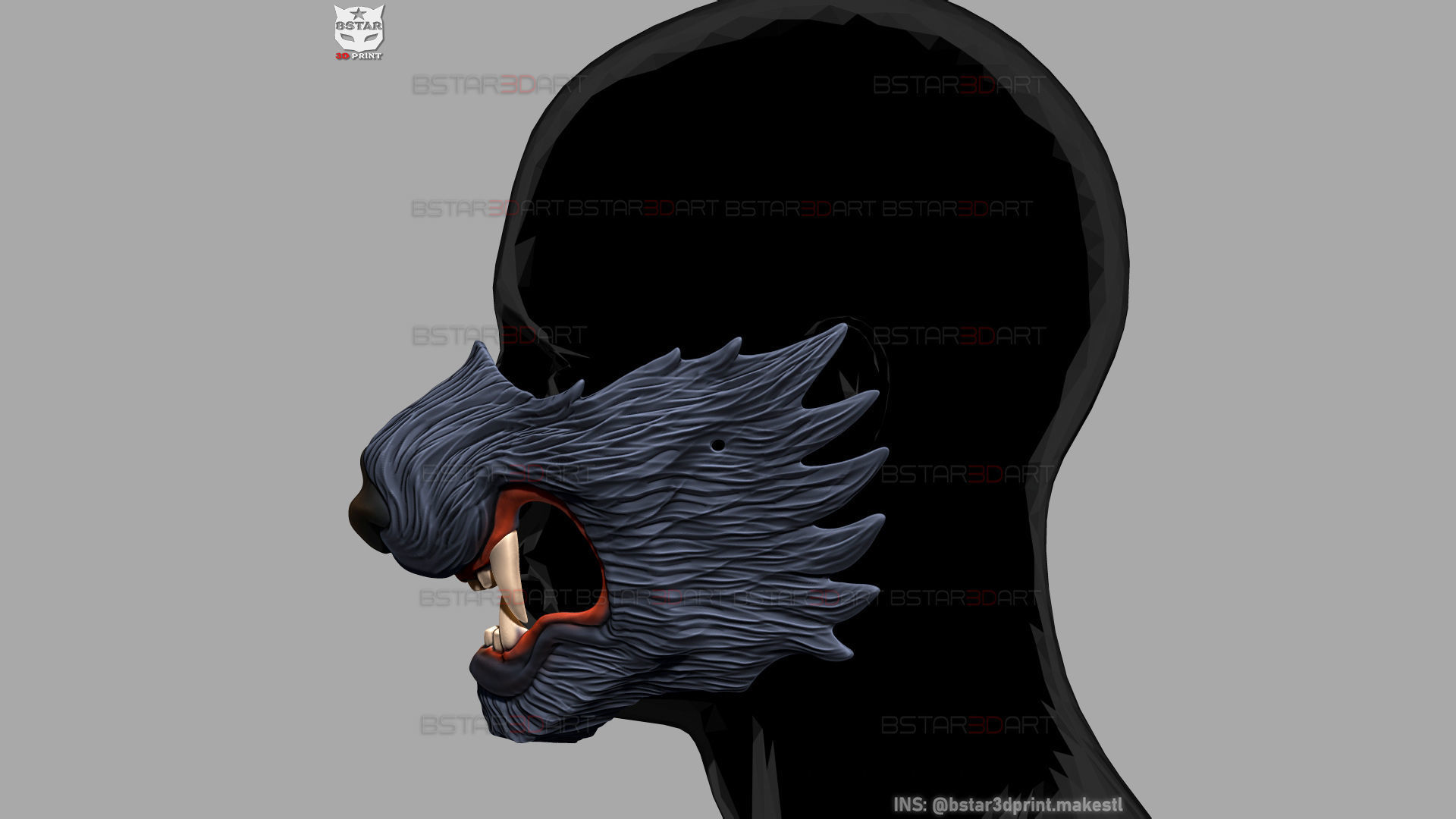 Wolf Face Mask Cosplay  - High Quality Details 3D print model_5