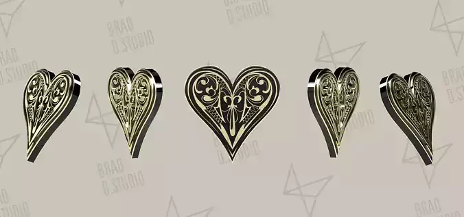 Playing Cards Symbols Pro Vector Heart Black and Golden