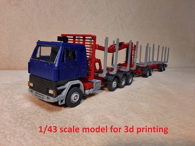 Log truck with trailer 3D print model