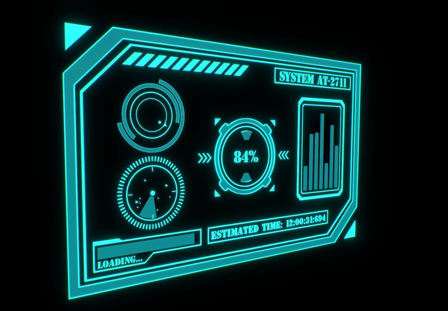 Sci-fi HUD Screen Animated Low-poly 3D model_2
