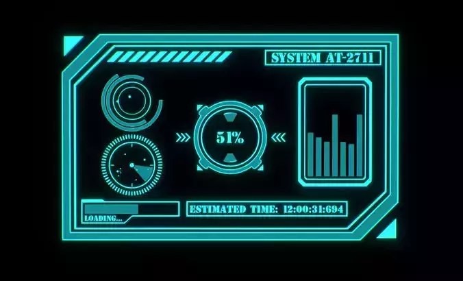 Sci-fi HUD Screen Animated Low-poly 3D model