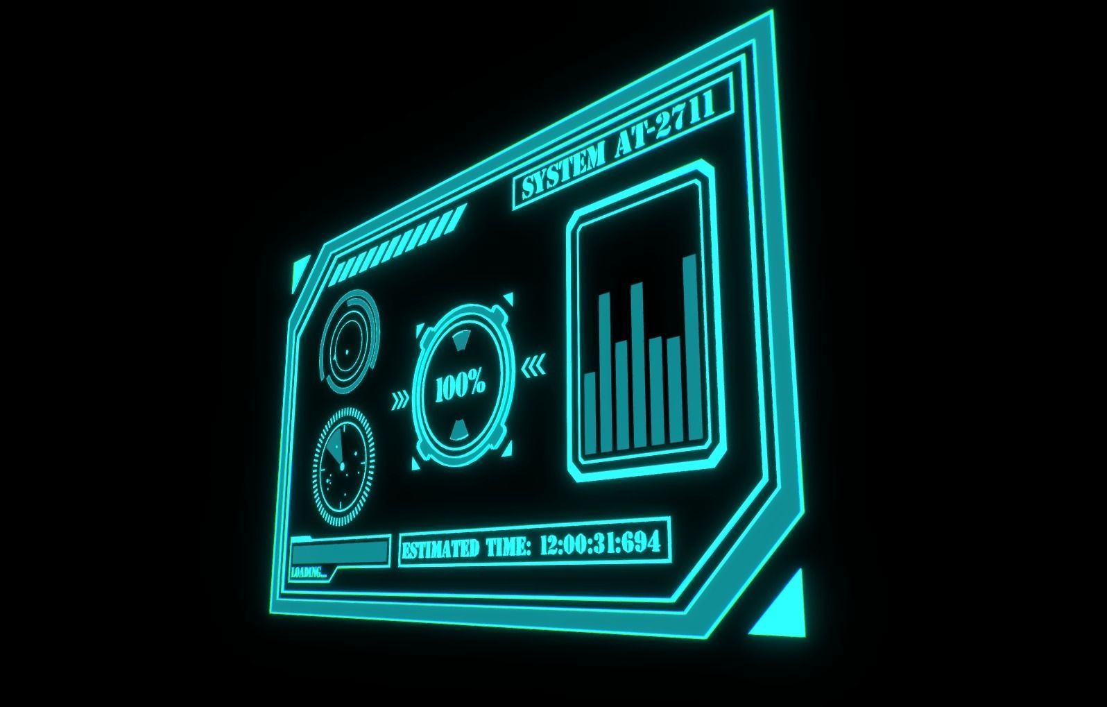 Sci-fi HUD Screen Animated Low-poly 3D model_6