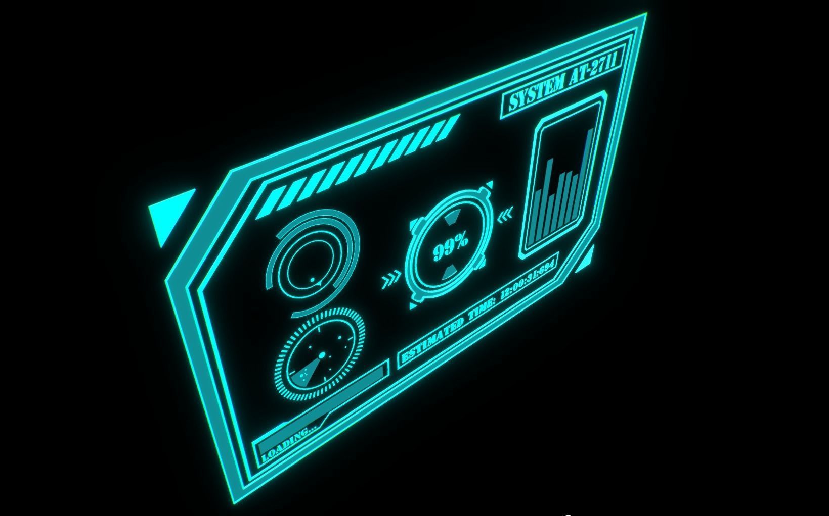Sci-fi HUD Screen Animated Low-poly 3D model_5