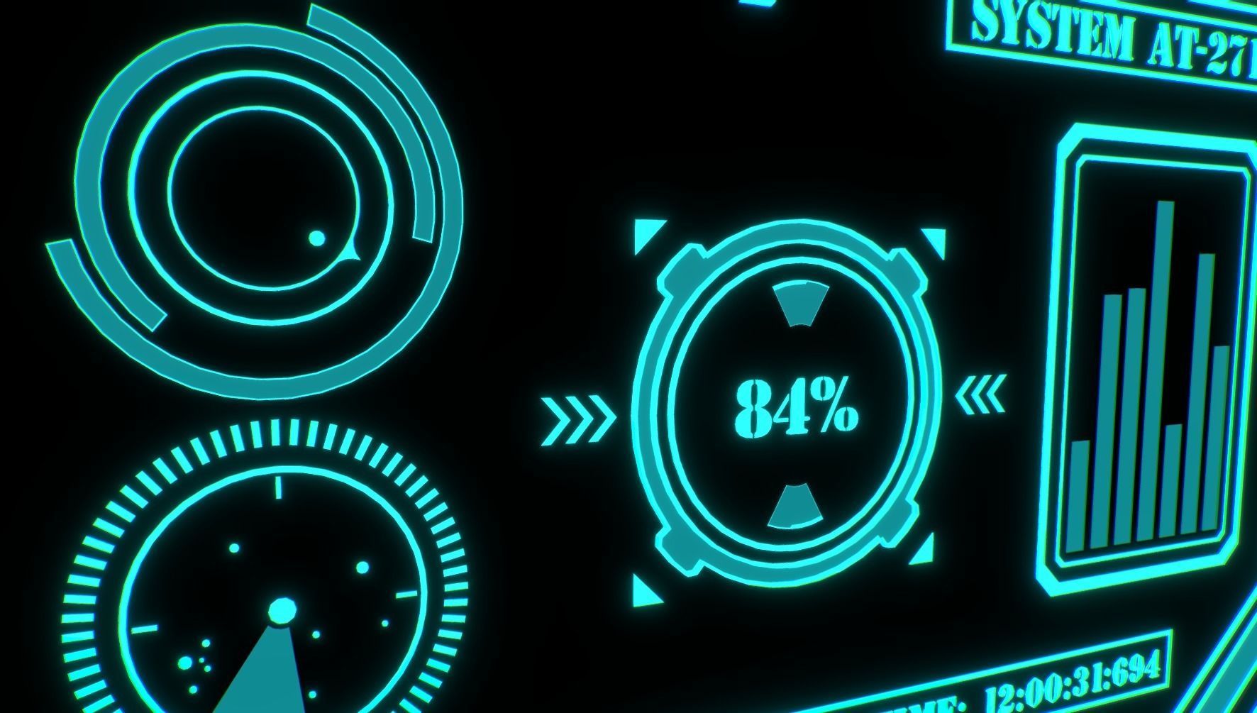 Sci-fi HUD Screen Animated Low-poly 3D model_3