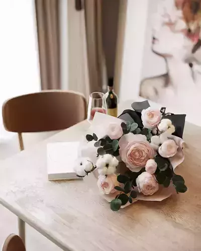 Bouquet of flowers on table