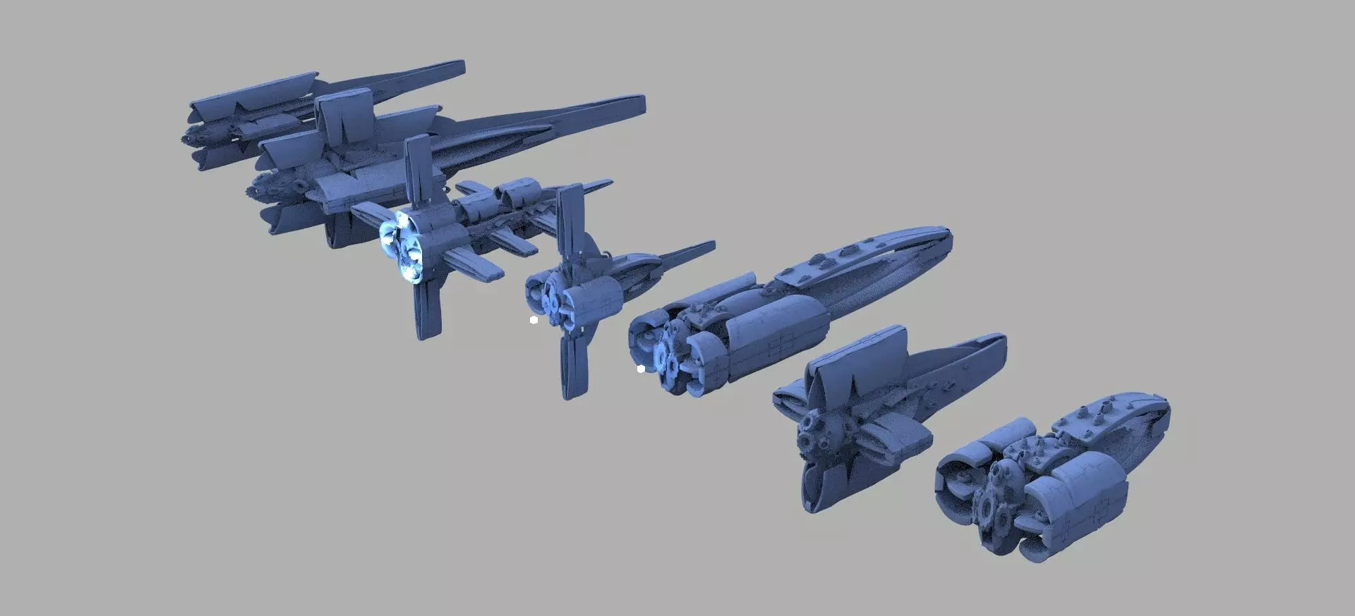 7 Spaceship Designs 3D model_0