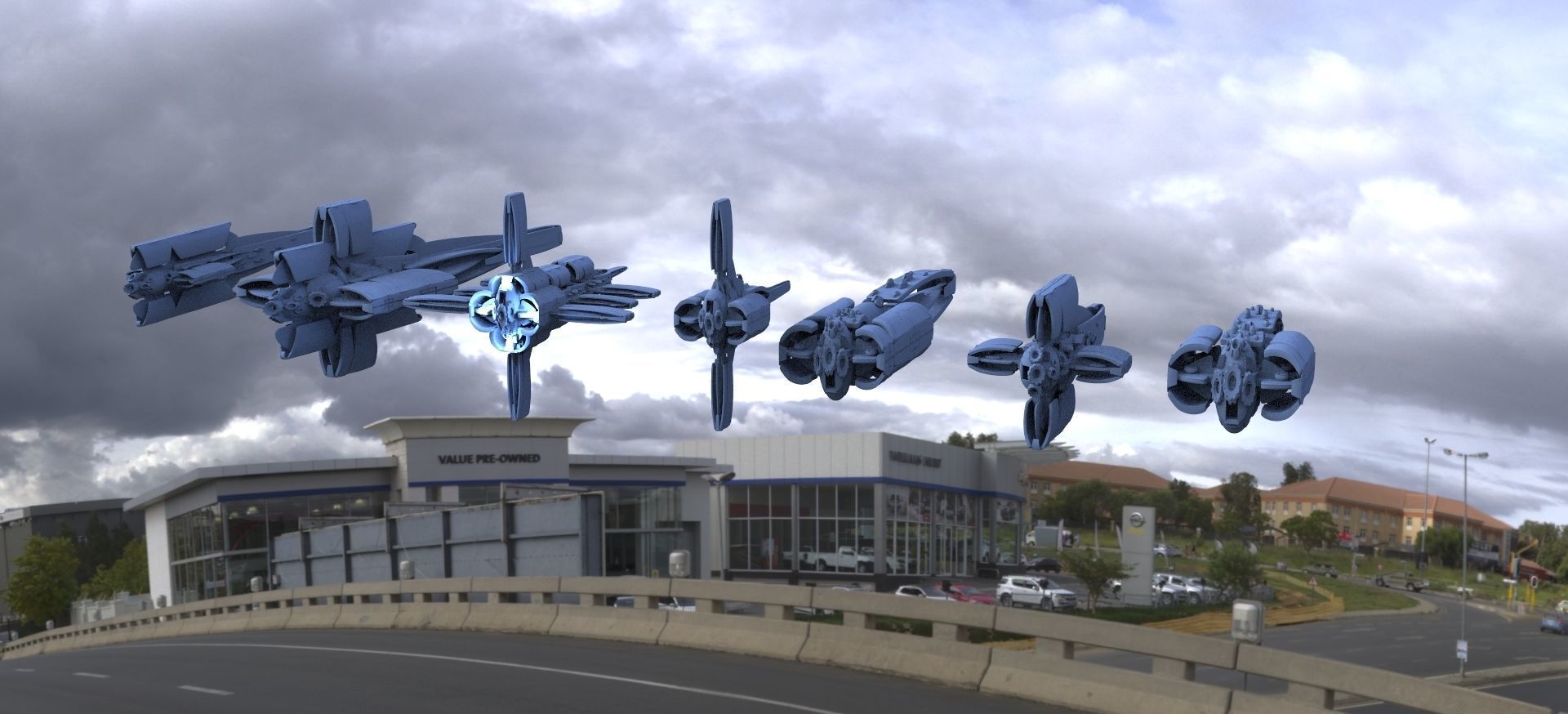 7 Spaceship Designs 3D model_1