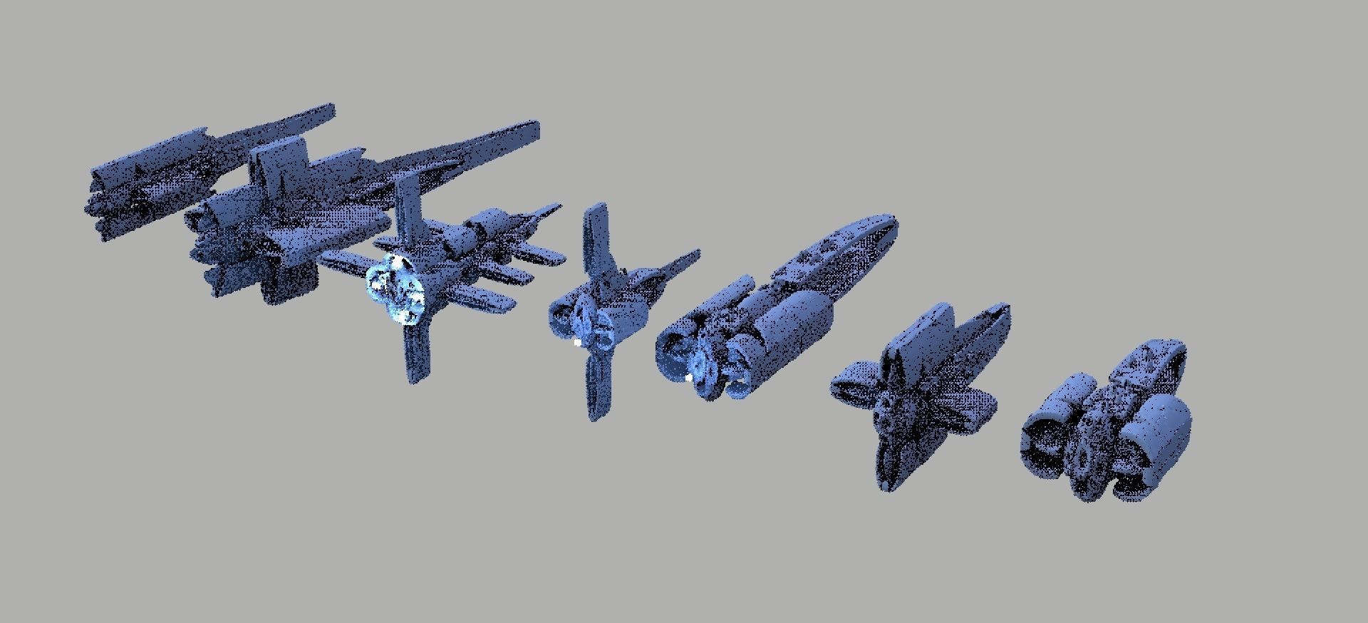 7 Spaceship Designs 3D model_2