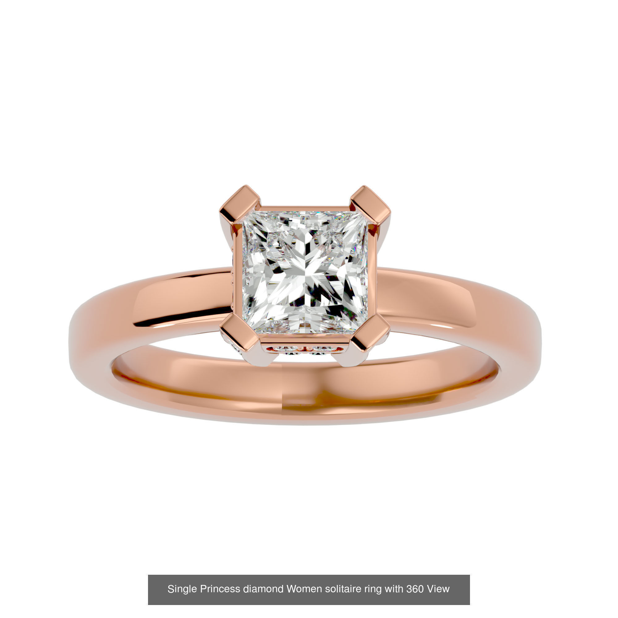 78 Single Diamond Women solitaire ring with 360 View 3D Model Collection_70