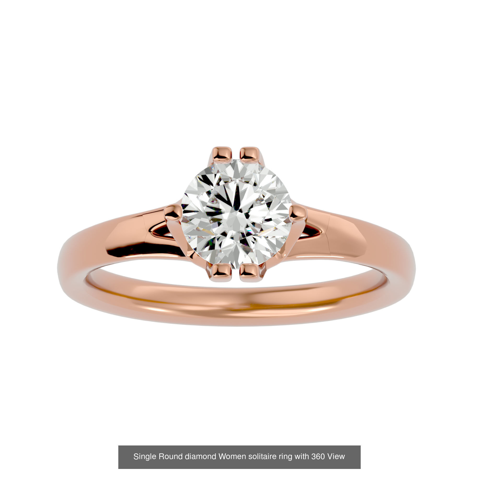 78 Single Diamond Women solitaire ring with 360 View 3D Model Collection_83