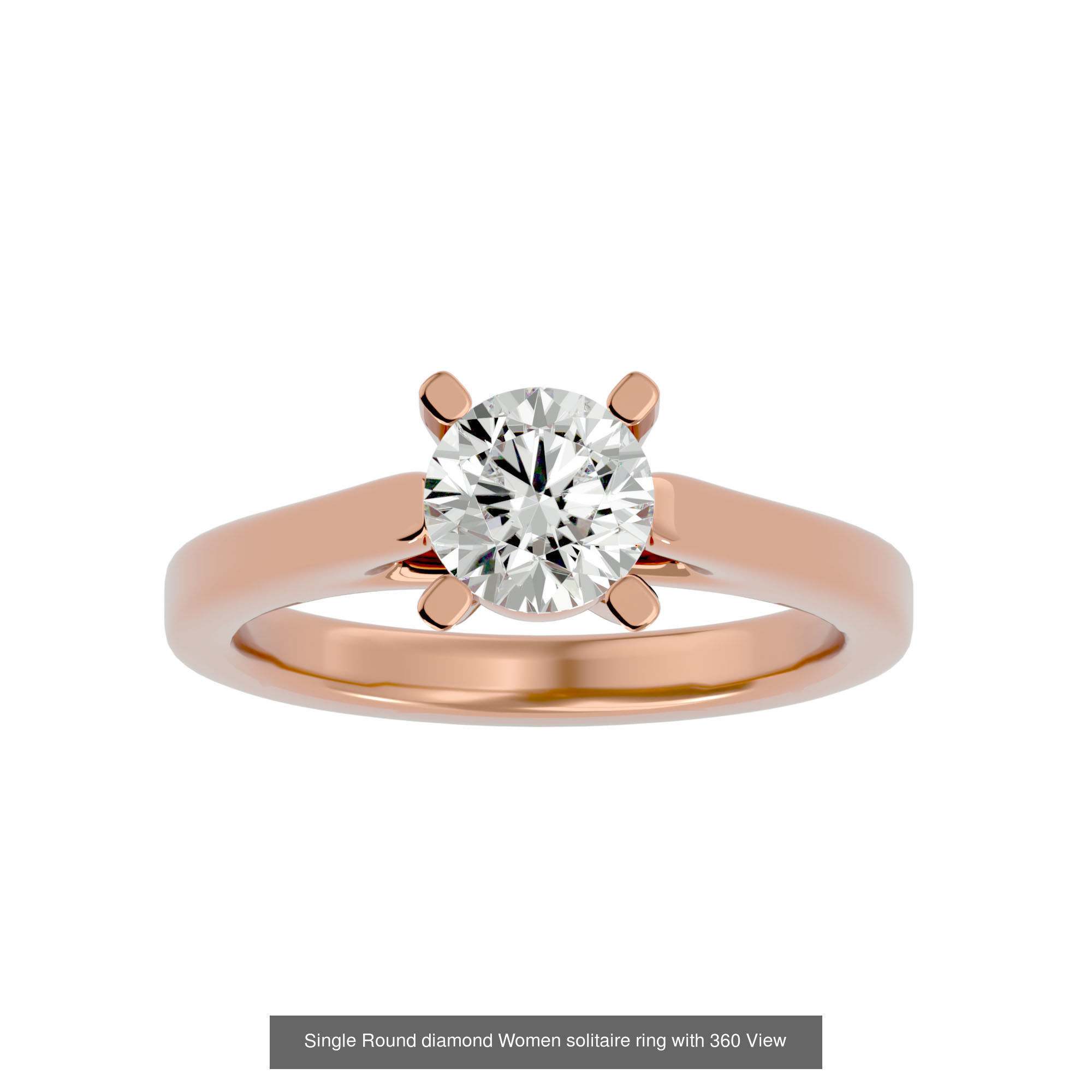 78 Single Diamond Women solitaire ring with 360 View 3D Model Collection_57