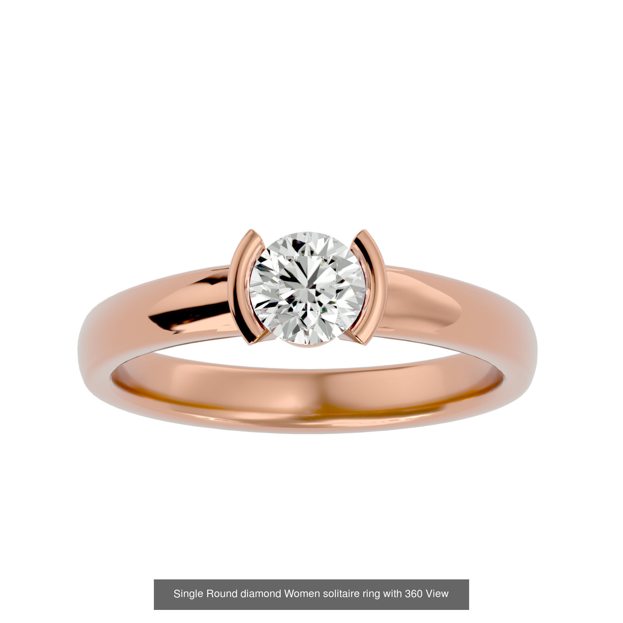 78 Single Diamond Women solitaire ring with 360 View 3D Model Collection_31