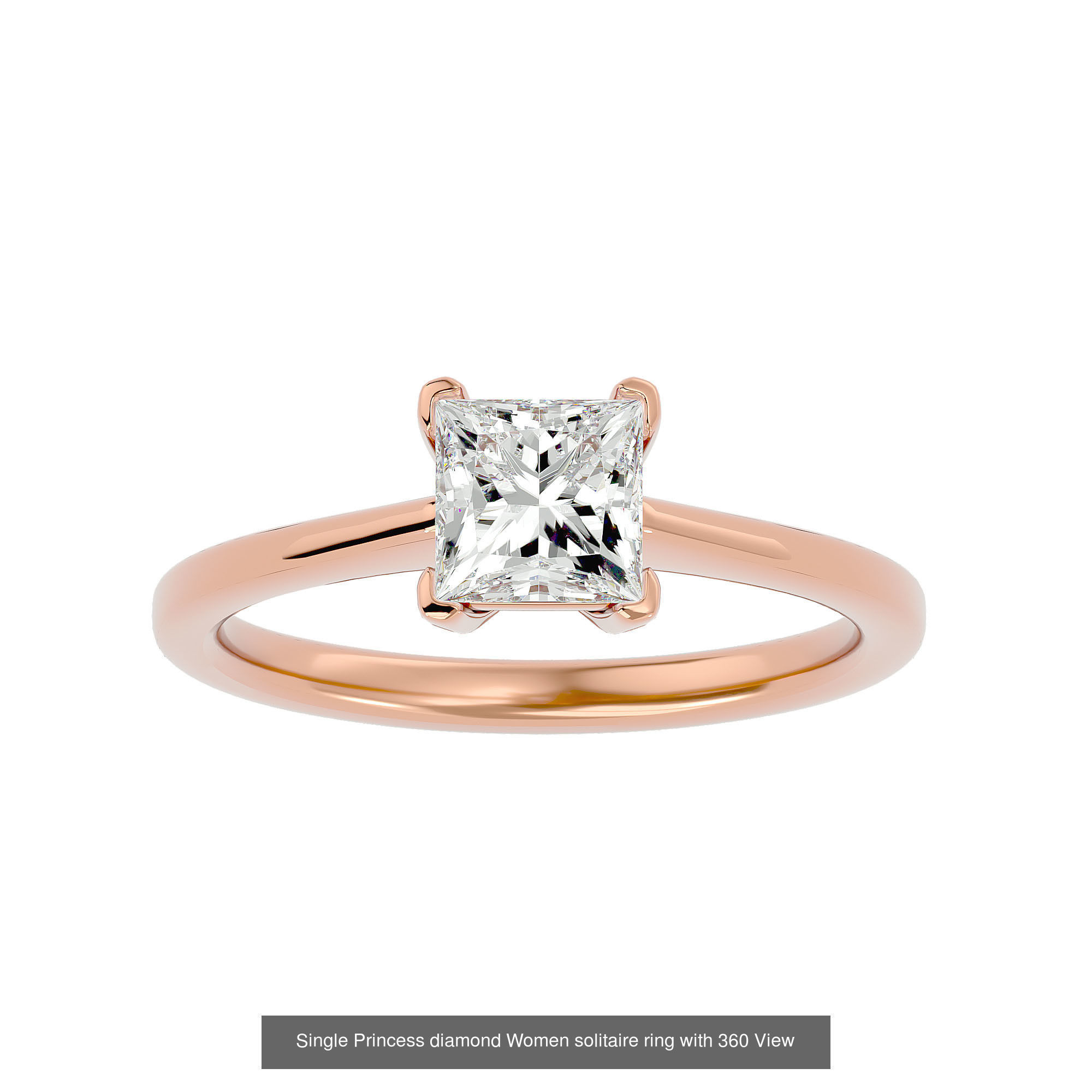 78 Single Diamond Women solitaire ring with 360 View 3D Model Collection_72