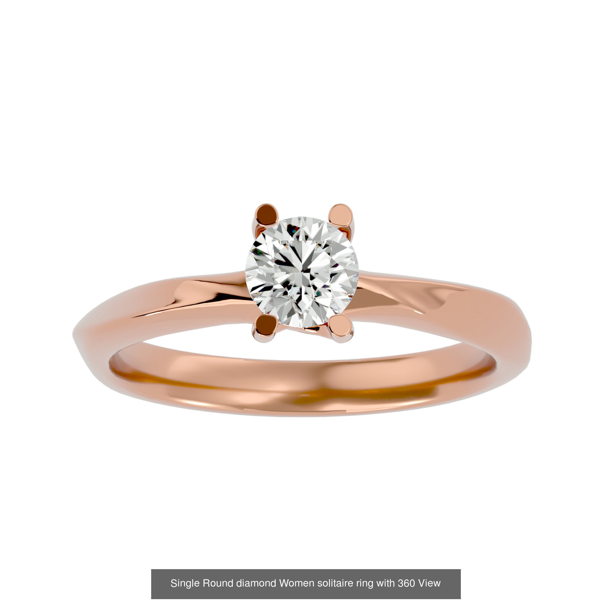 78 Single Diamond Women solitaire ring with 360 View 3D Model Collection_29