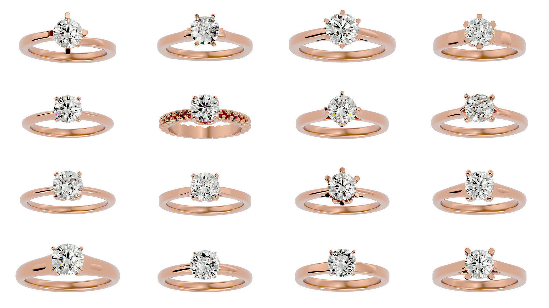 78 Single Diamond Women solitaire ring with 360 View 3D Model Collection_5
