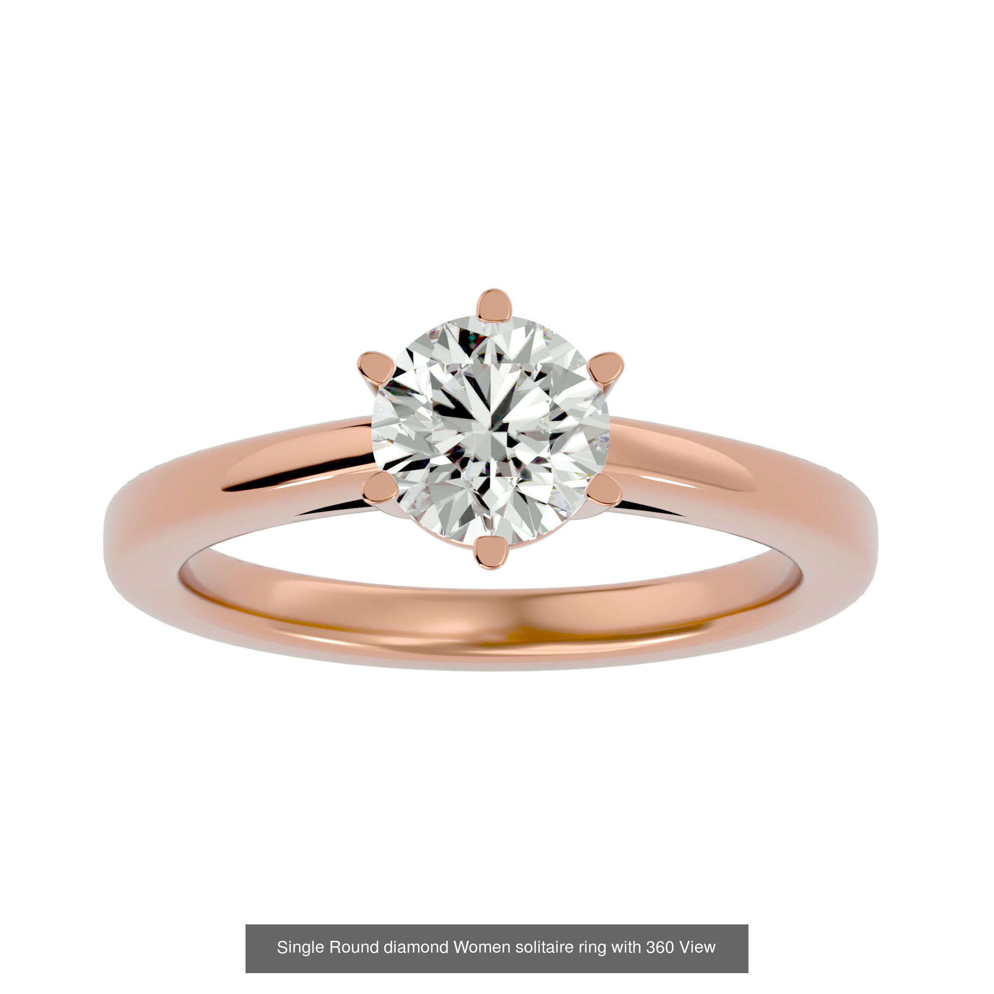 78 Single Diamond Women solitaire ring with 360 View 3D Model Collection_44