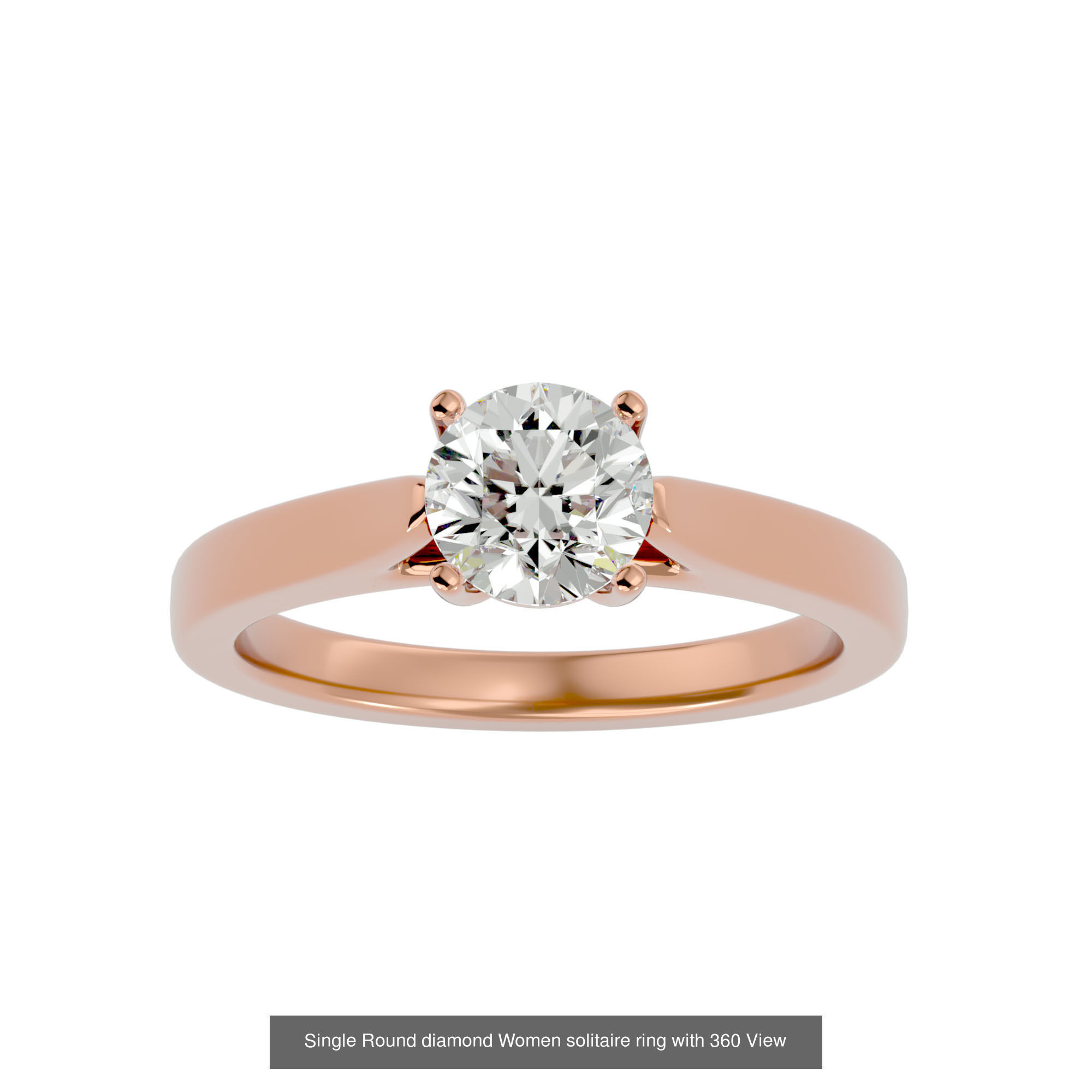 78 Single Diamond Women solitaire ring with 360 View 3D Model Collection_34