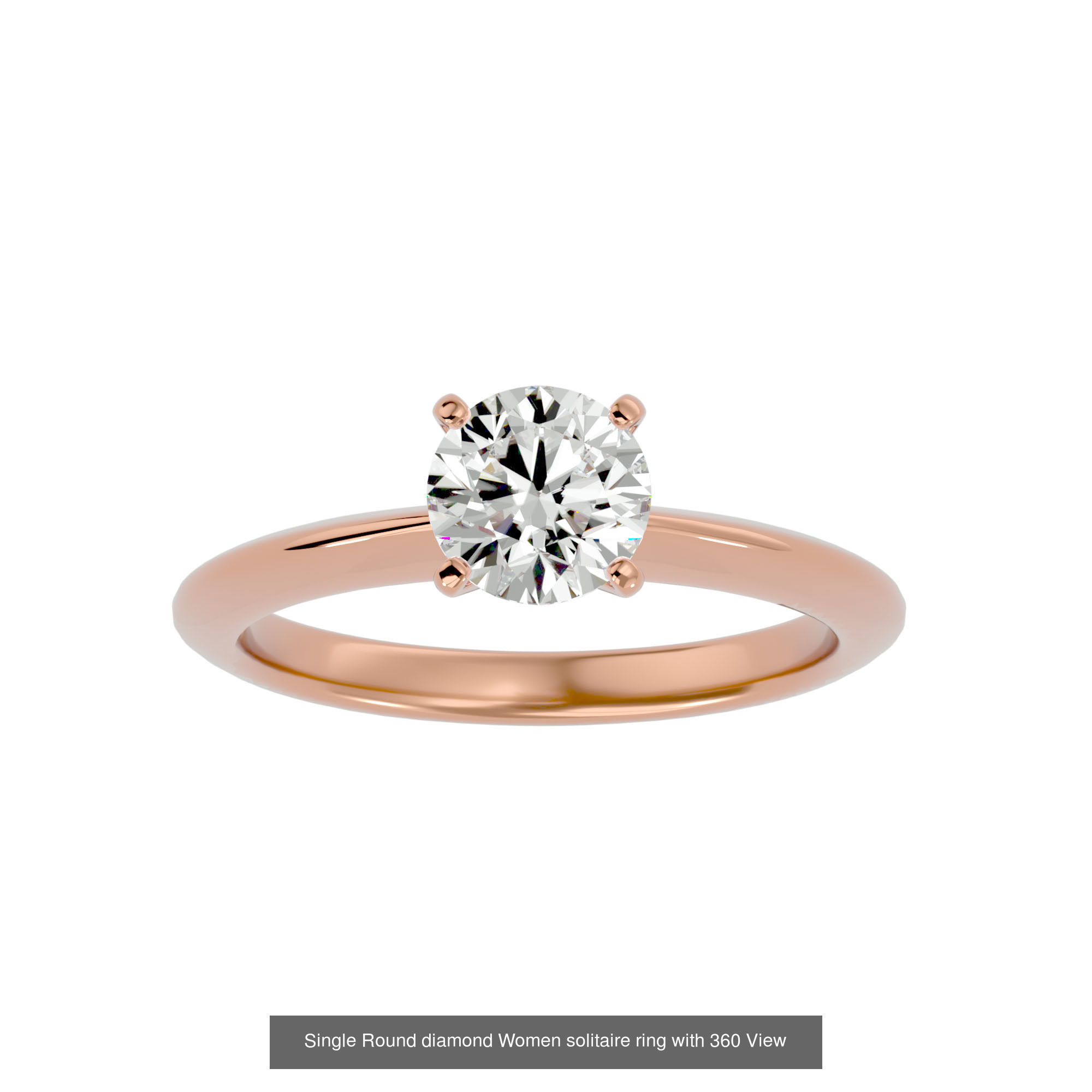 78 Single Diamond Women solitaire ring with 360 View 3D Model Collection_46
