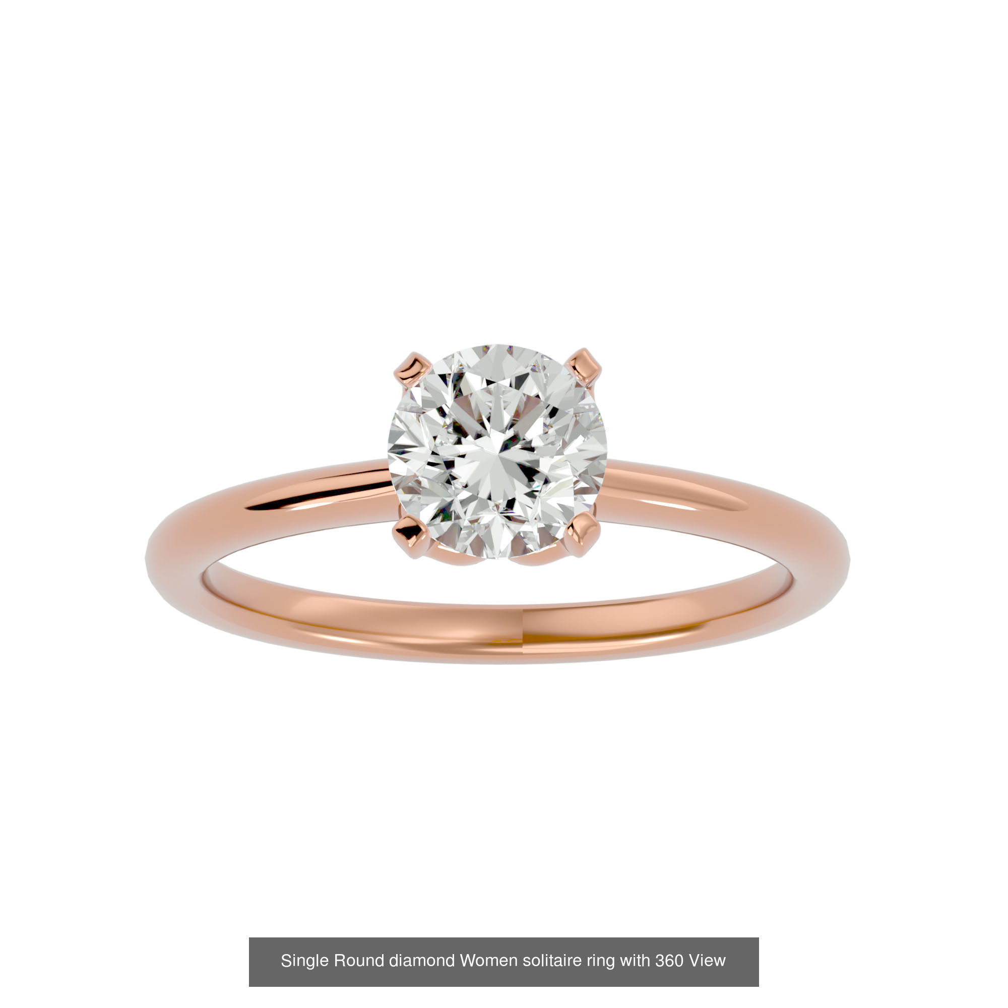 78 Single Diamond Women solitaire ring with 360 View 3D Model Collection_50