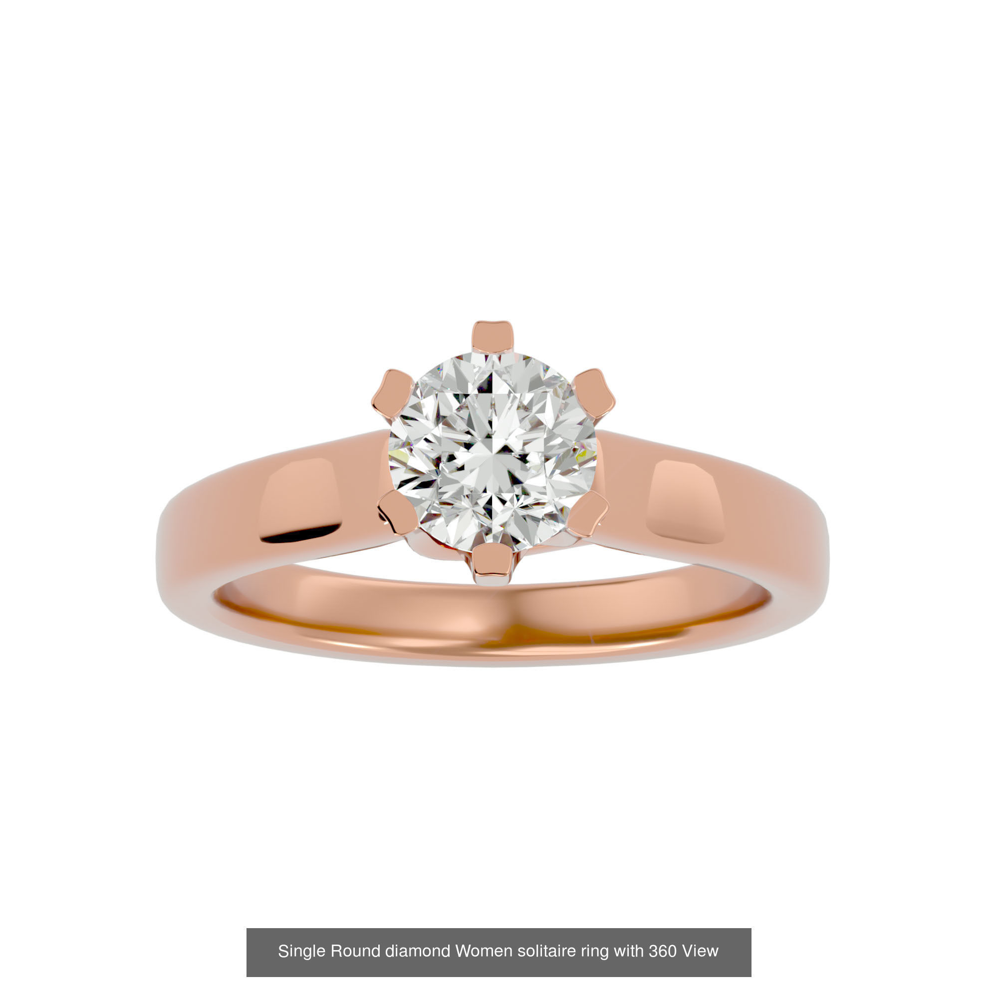 78 Single Diamond Women solitaire ring with 360 View 3D Model Collection_45