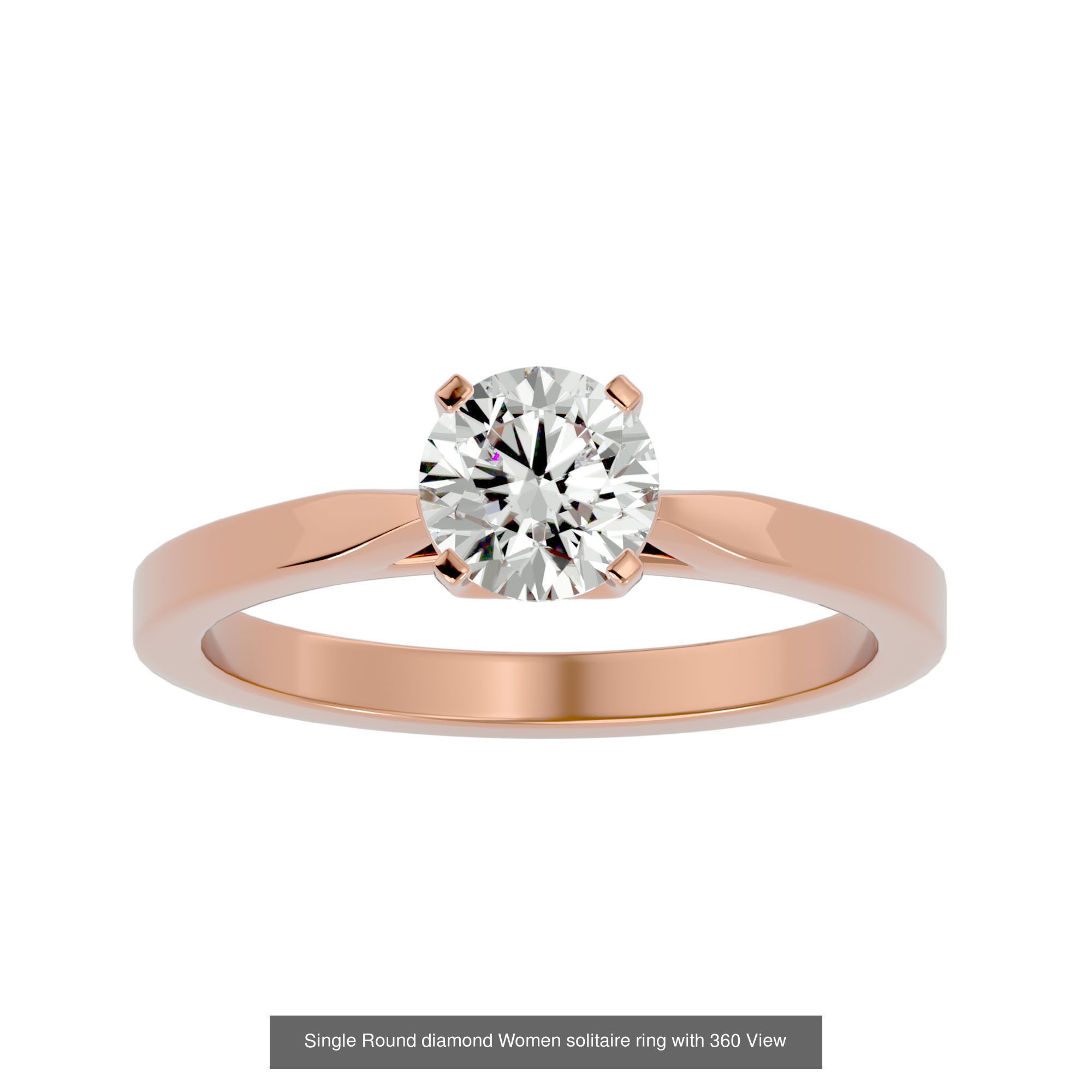 78 Single Diamond Women solitaire ring with 360 View 3D Model Collection_11