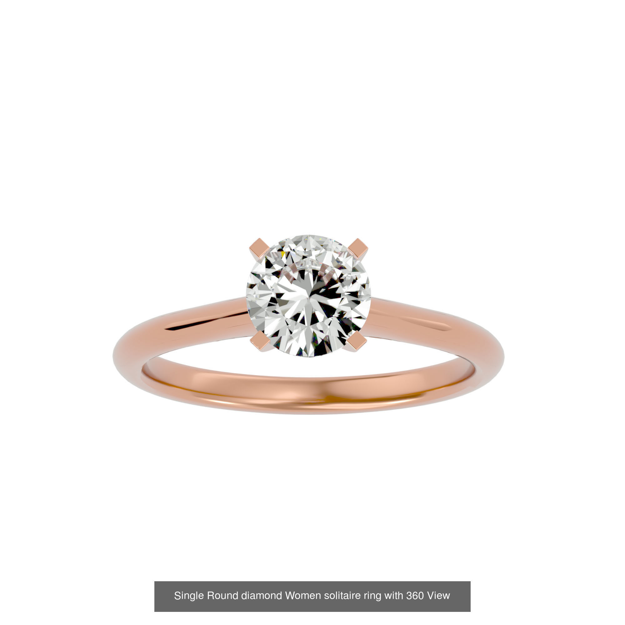 78 Single Diamond Women solitaire ring with 360 View 3D Model Collection_63