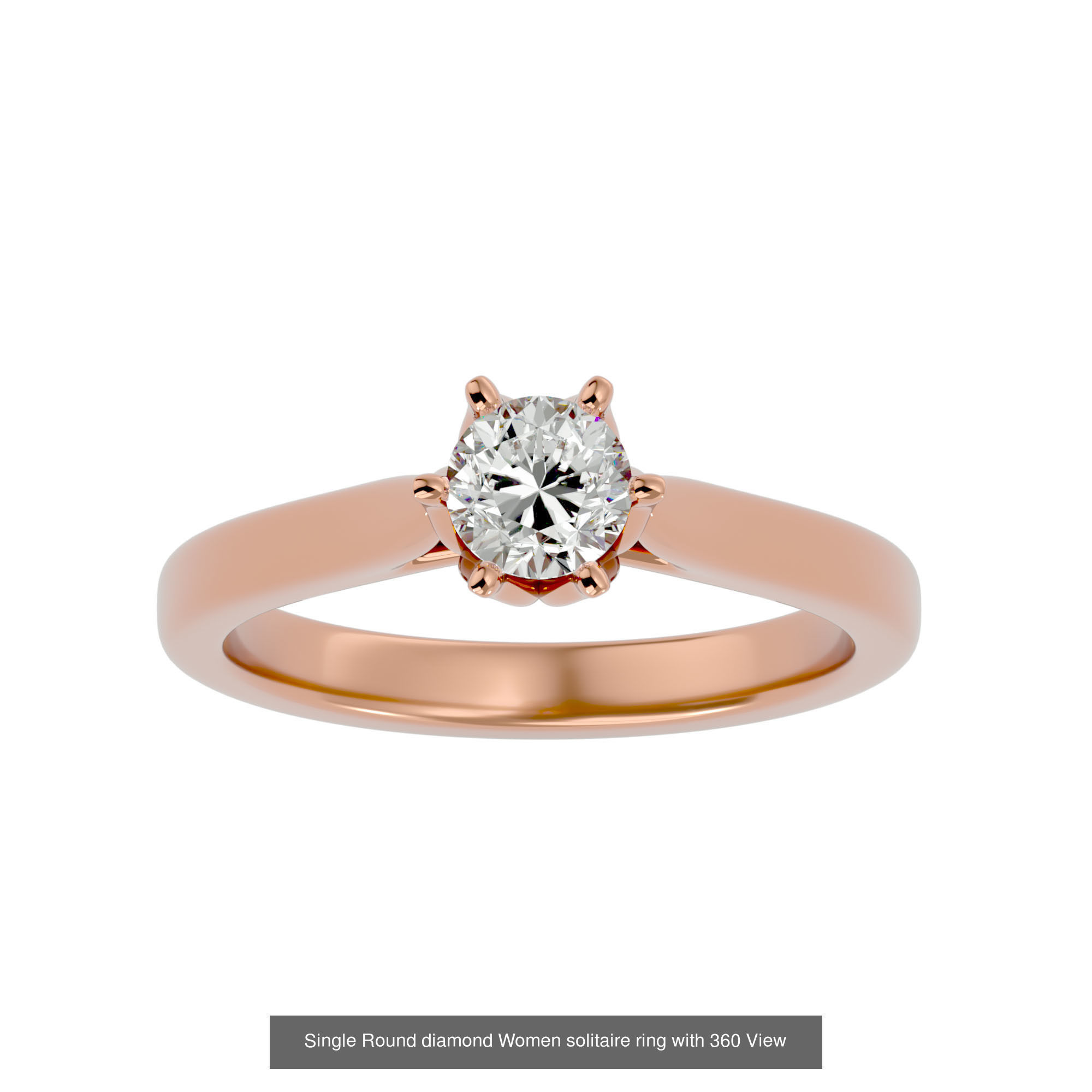 78 Single Diamond Women solitaire ring with 360 View 3D Model Collection_26