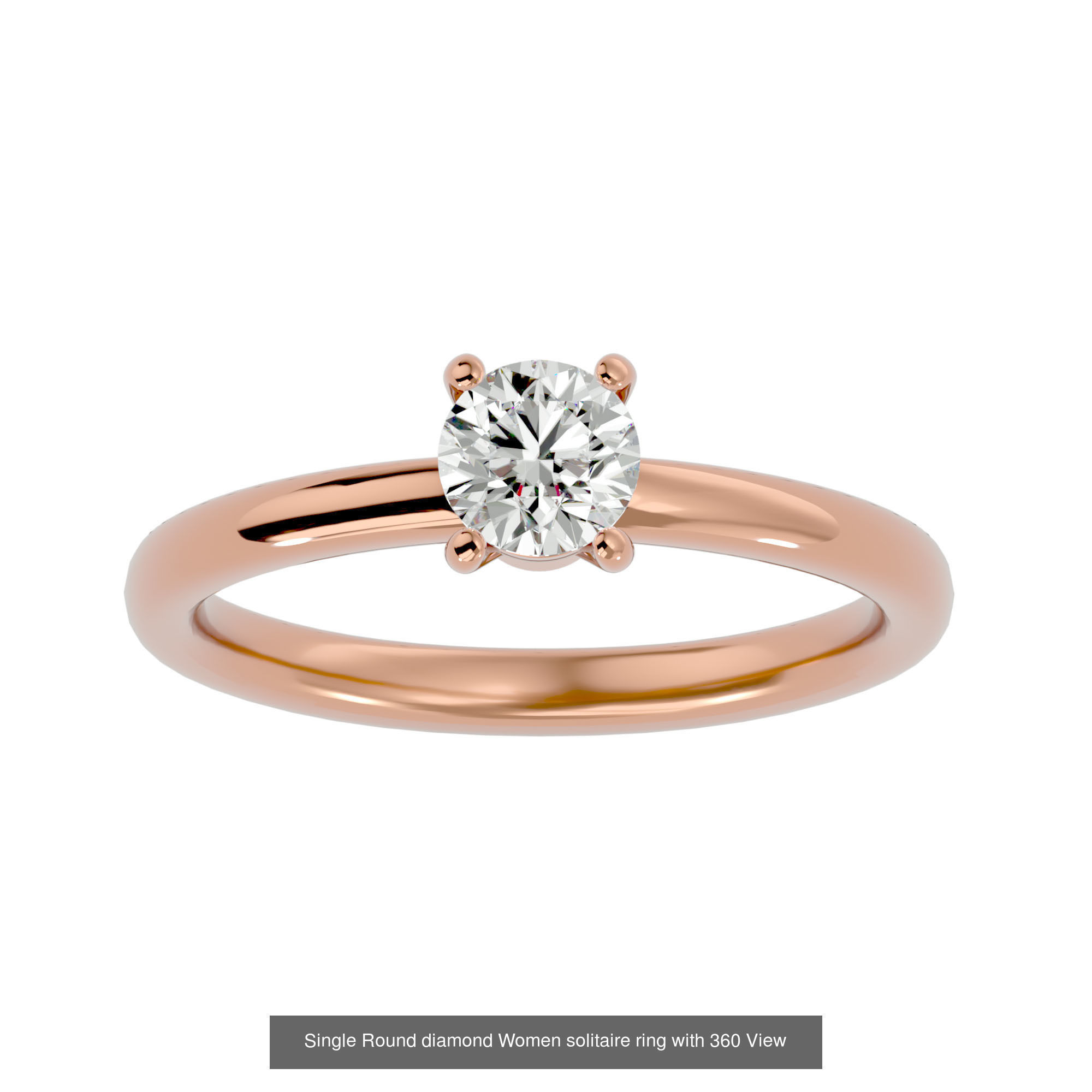 78 Single Diamond Women solitaire ring with 360 View 3D Model Collection_18