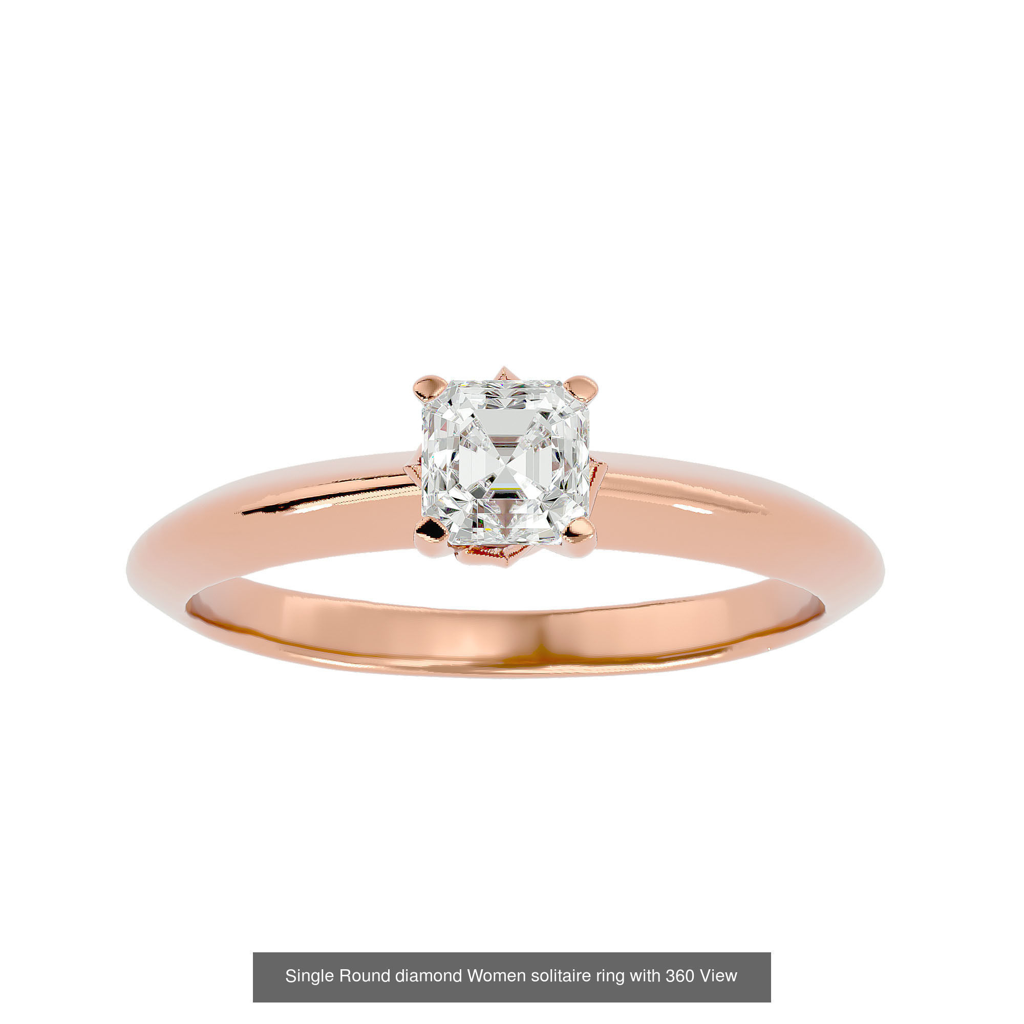 78 Single Diamond Women solitaire ring with 360 View 3D Model Collection_80