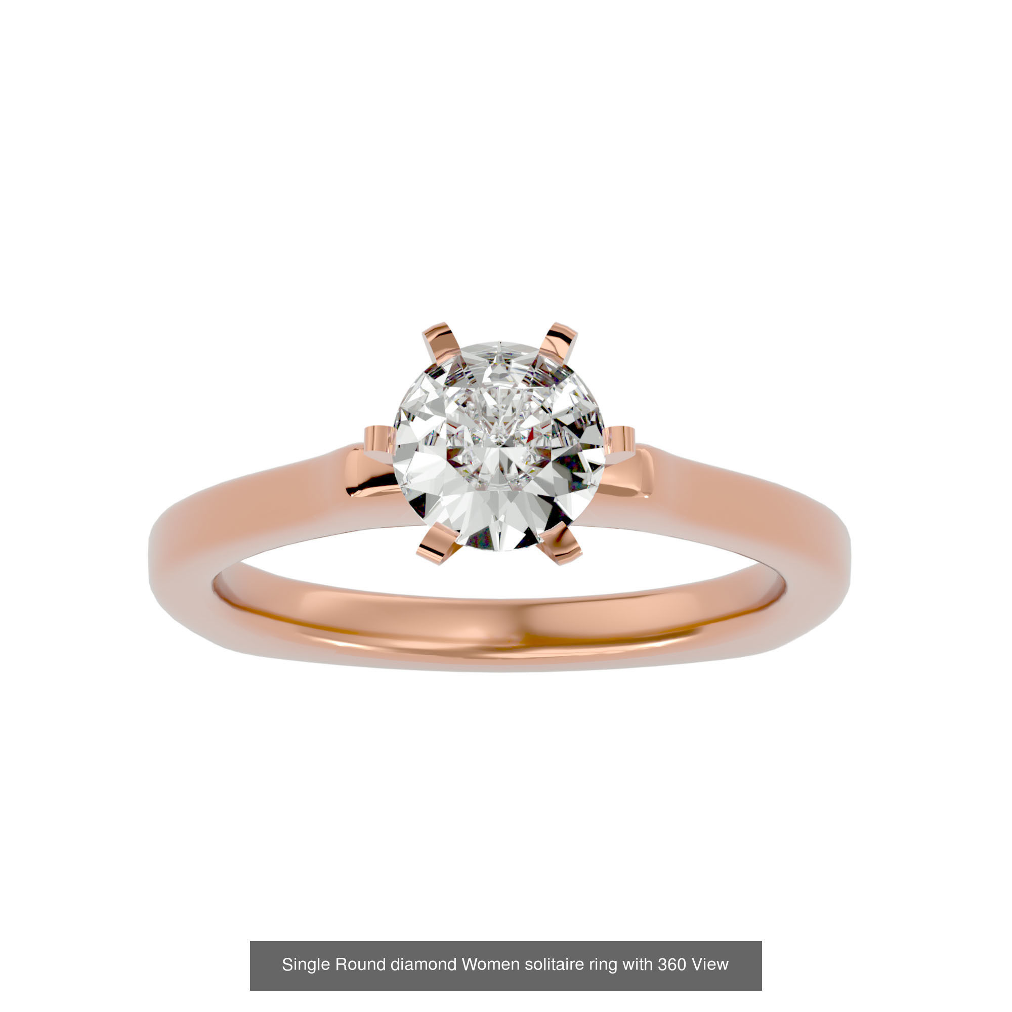 78 Single Diamond Women solitaire ring with 360 View 3D Model Collection_43