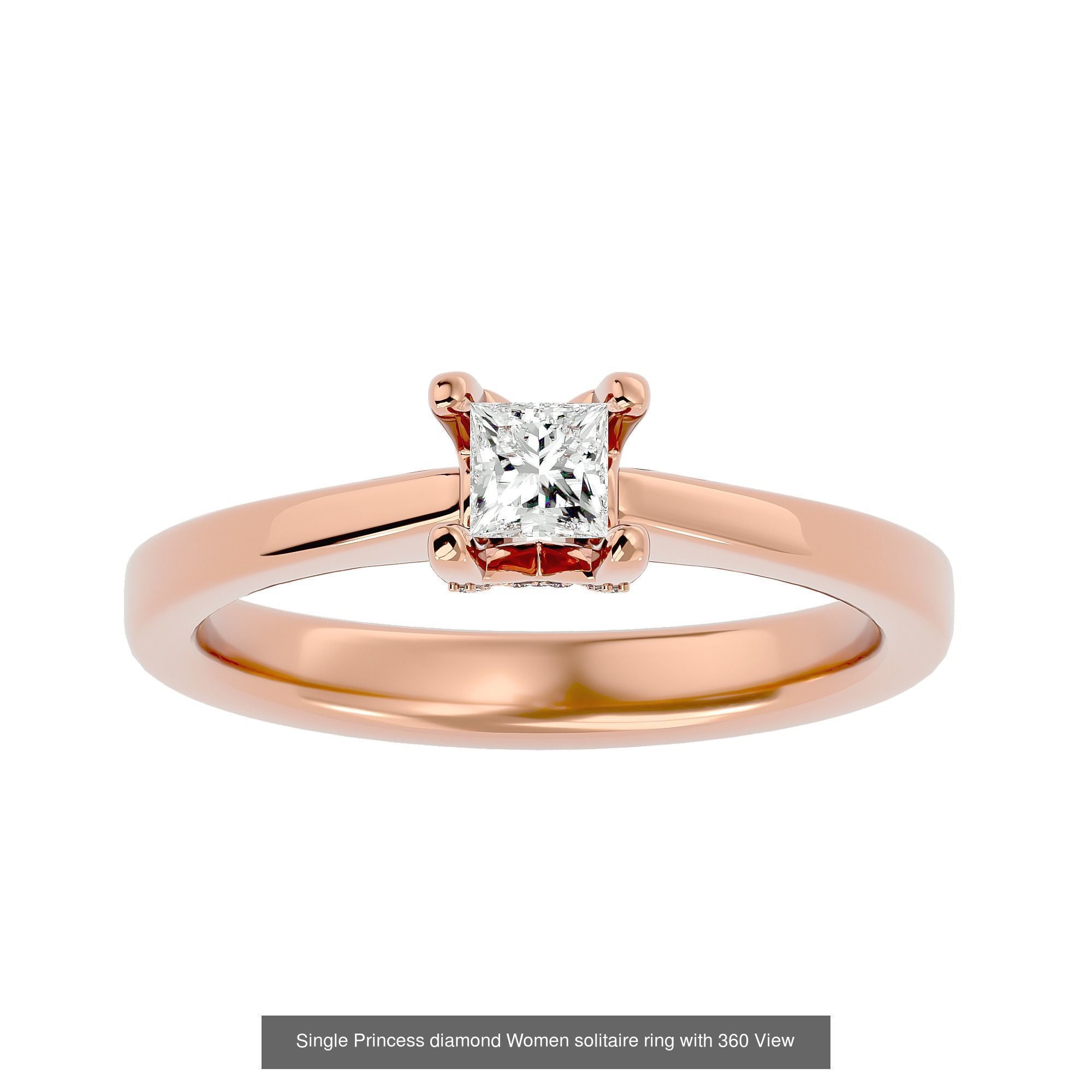 78 Single Diamond Women solitaire ring with 360 View 3D Model Collection_84