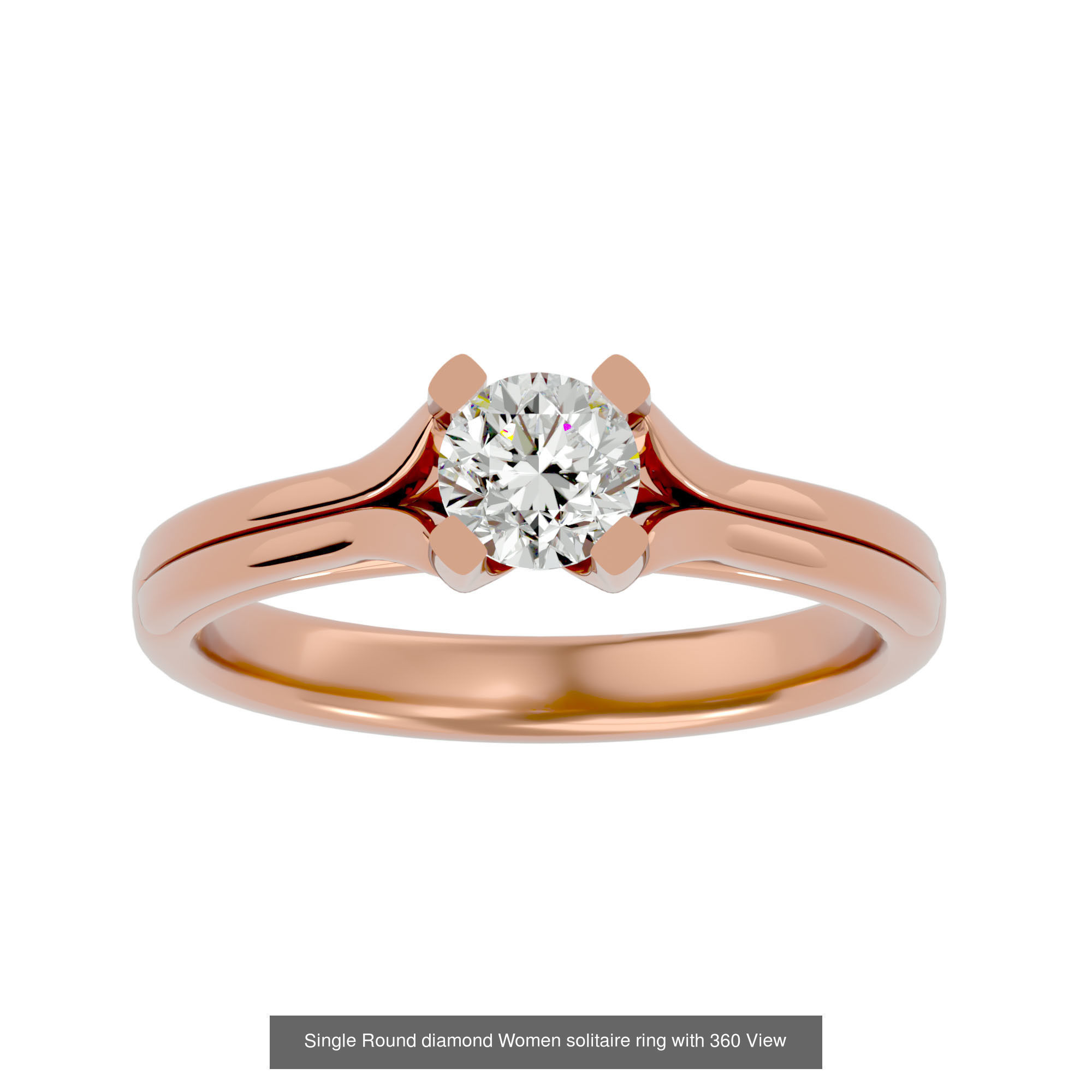 78 Single Diamond Women solitaire ring with 360 View 3D Model Collection_20