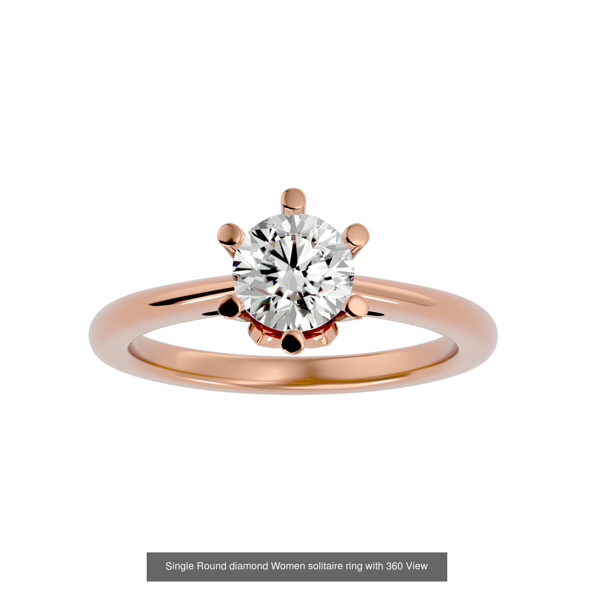 78 Single Diamond Women solitaire ring with 360 View 3D Model Collection_52