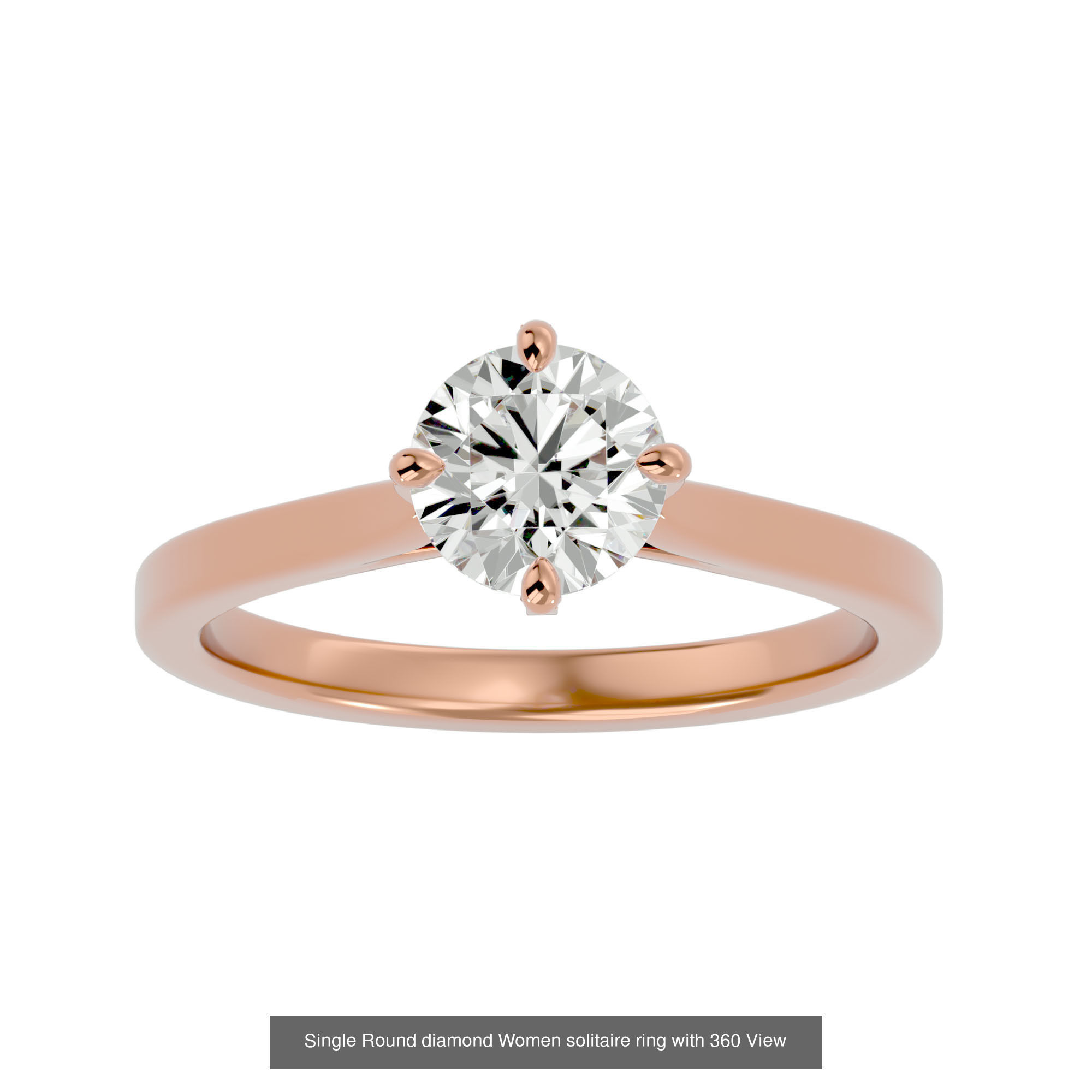 78 Single Diamond Women solitaire ring with 360 View 3D Model Collection_58