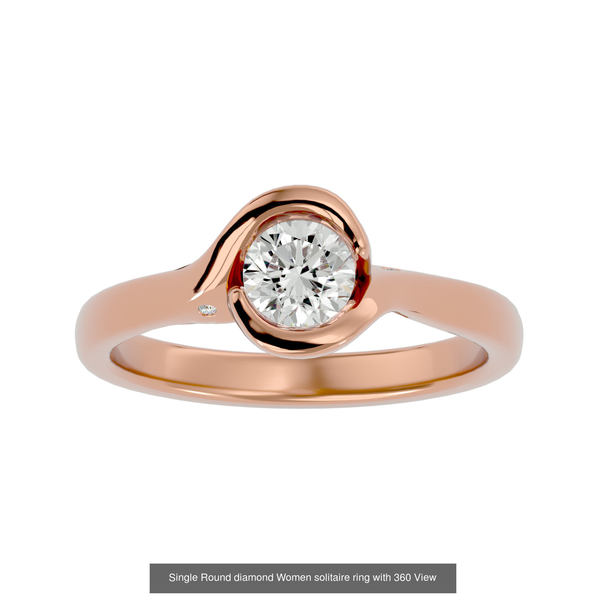 78 Single Diamond Women solitaire ring with 360 View 3D Model Collection_10