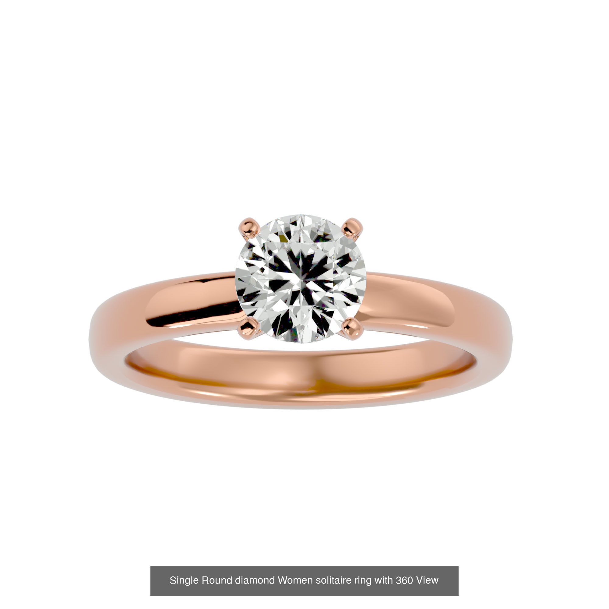 78 Single Diamond Women solitaire ring with 360 View 3D Model Collection_61