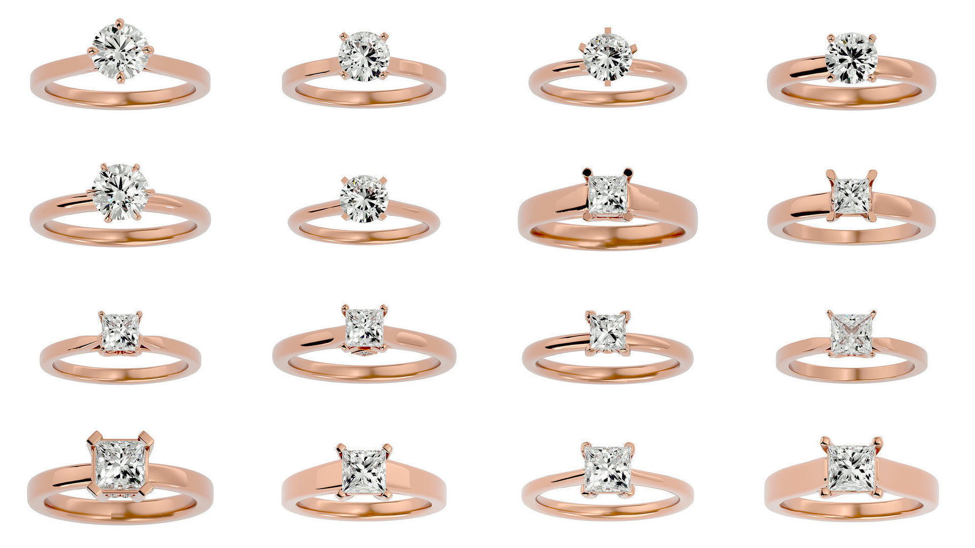78 Single Diamond Women solitaire ring with 360 View 3D Model Collection_7