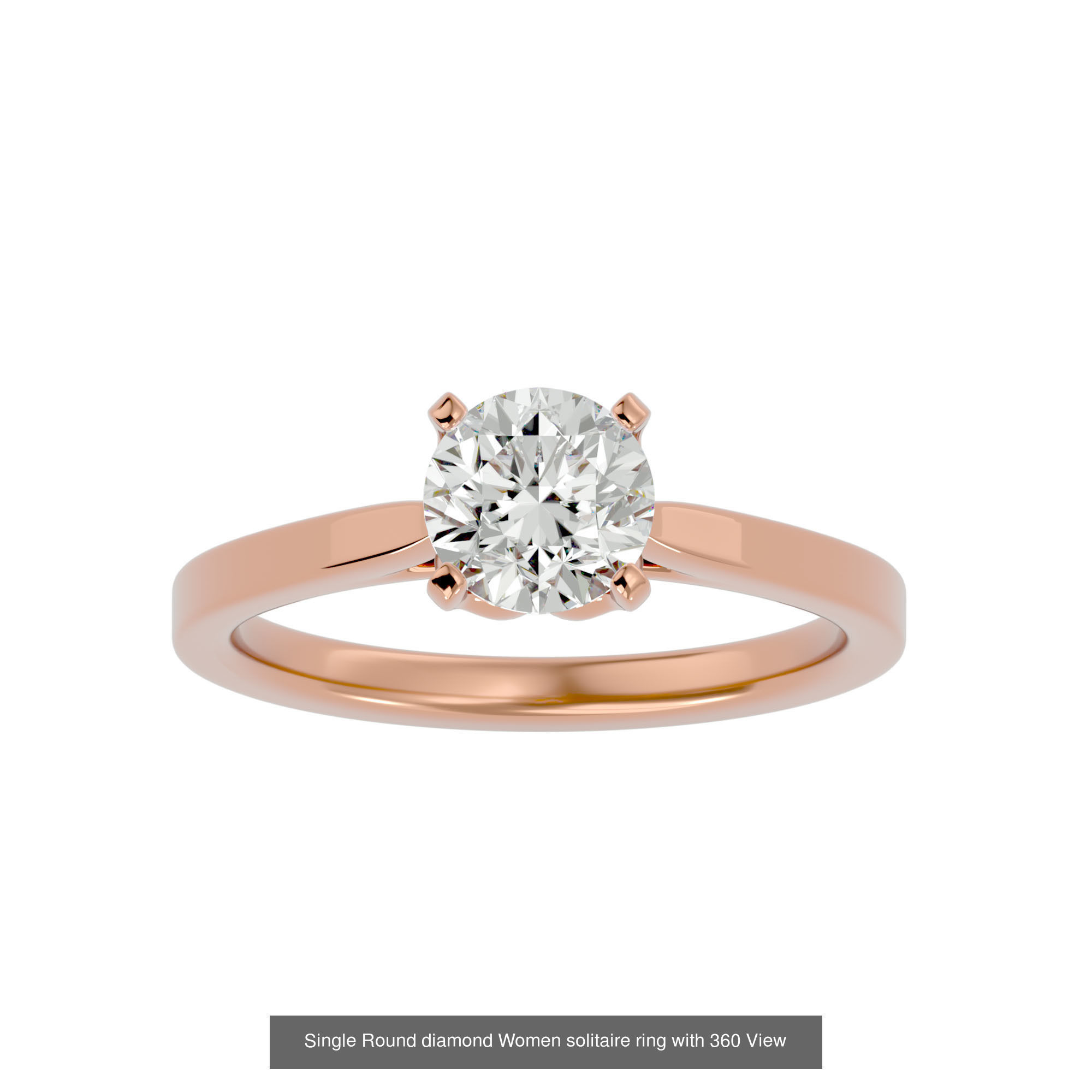 78 Single Diamond Women solitaire ring with 360 View 3D Model Collection_51