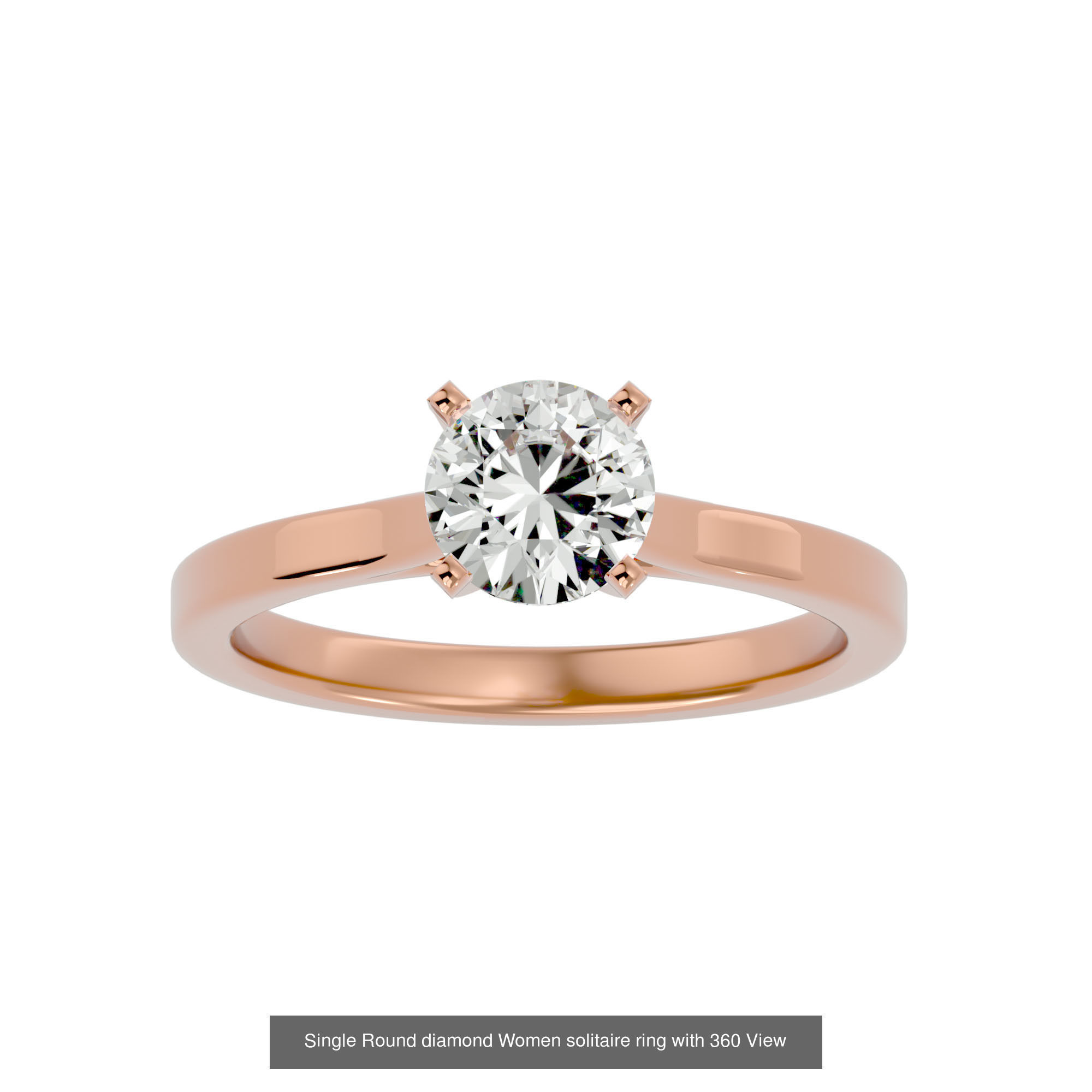 78 Single Diamond Women solitaire ring with 360 View 3D Model Collection_59