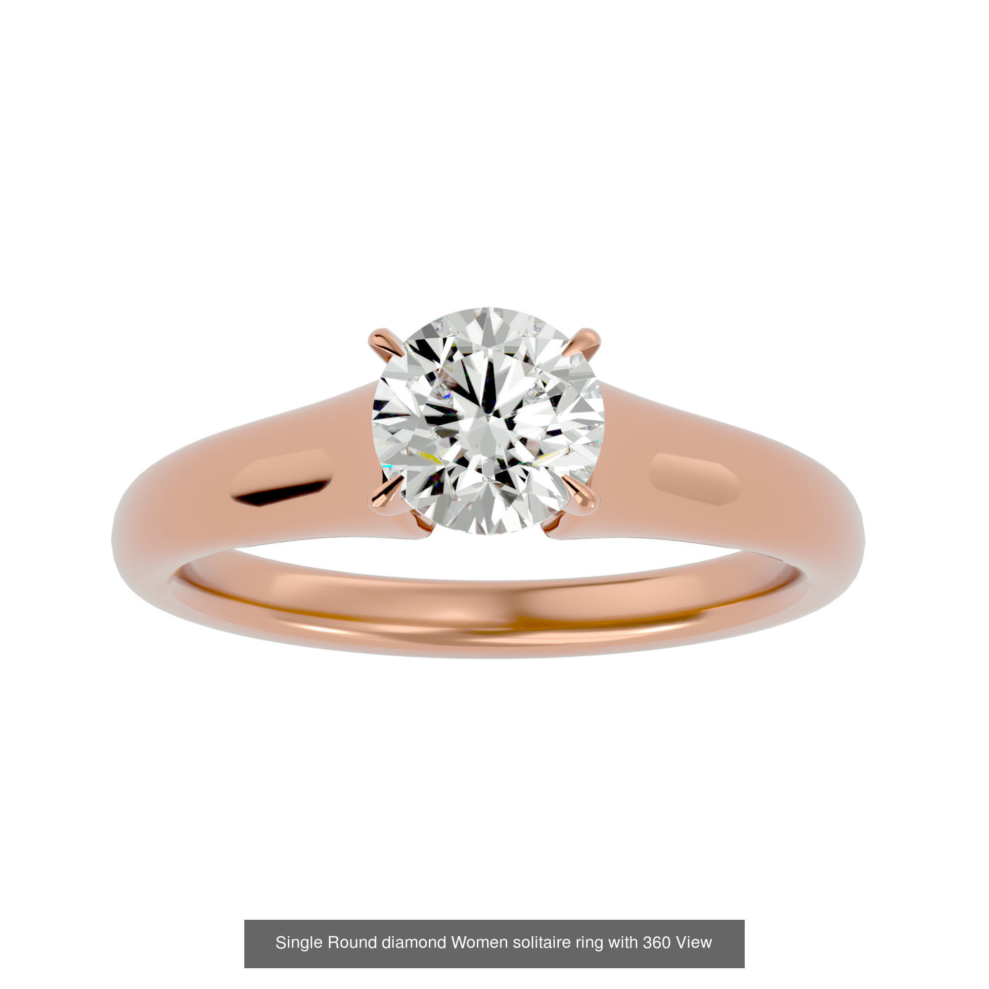 78 Single Diamond Women solitaire ring with 360 View 3D Model Collection_54