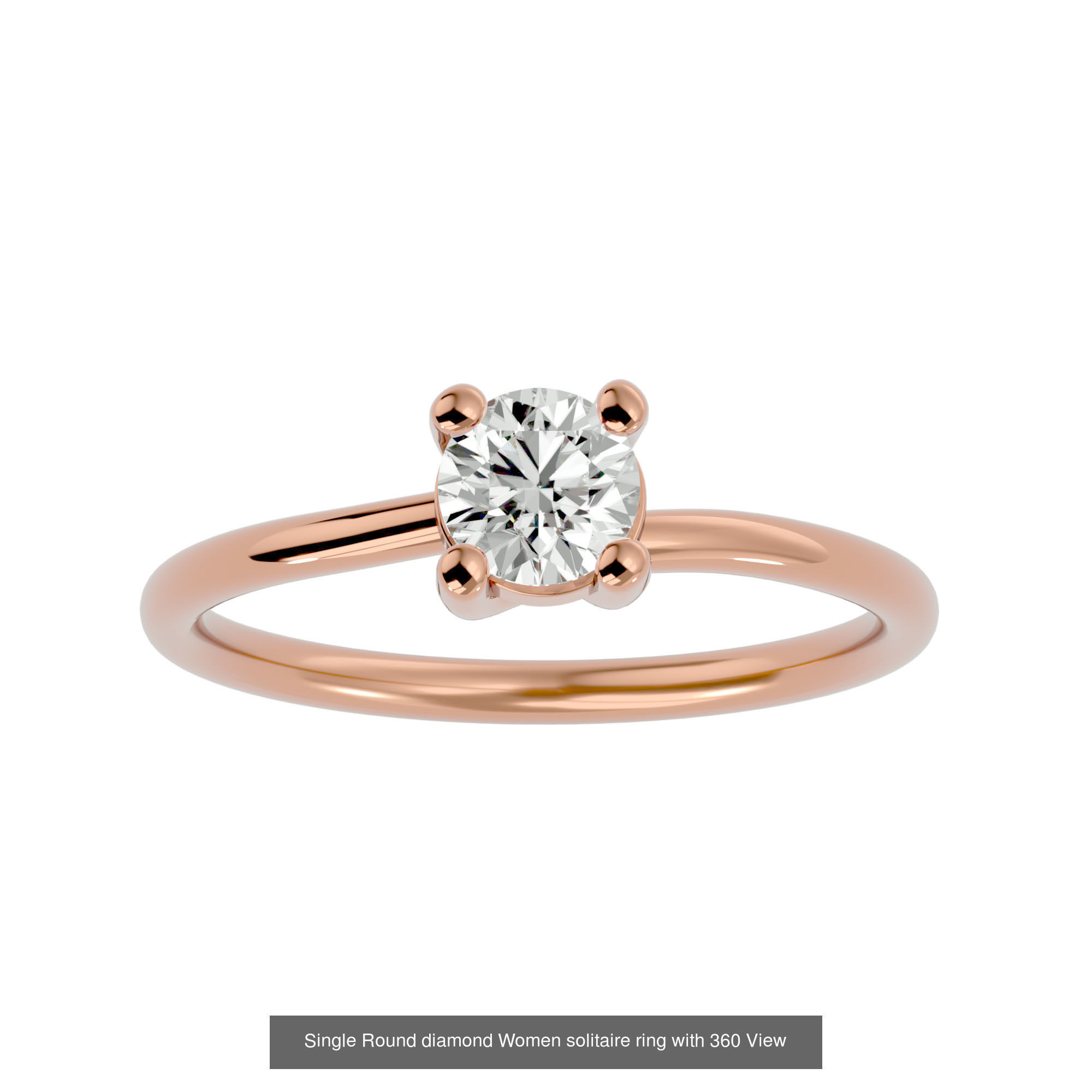 78 Single Diamond Women solitaire ring with 360 View 3D Model Collection_22