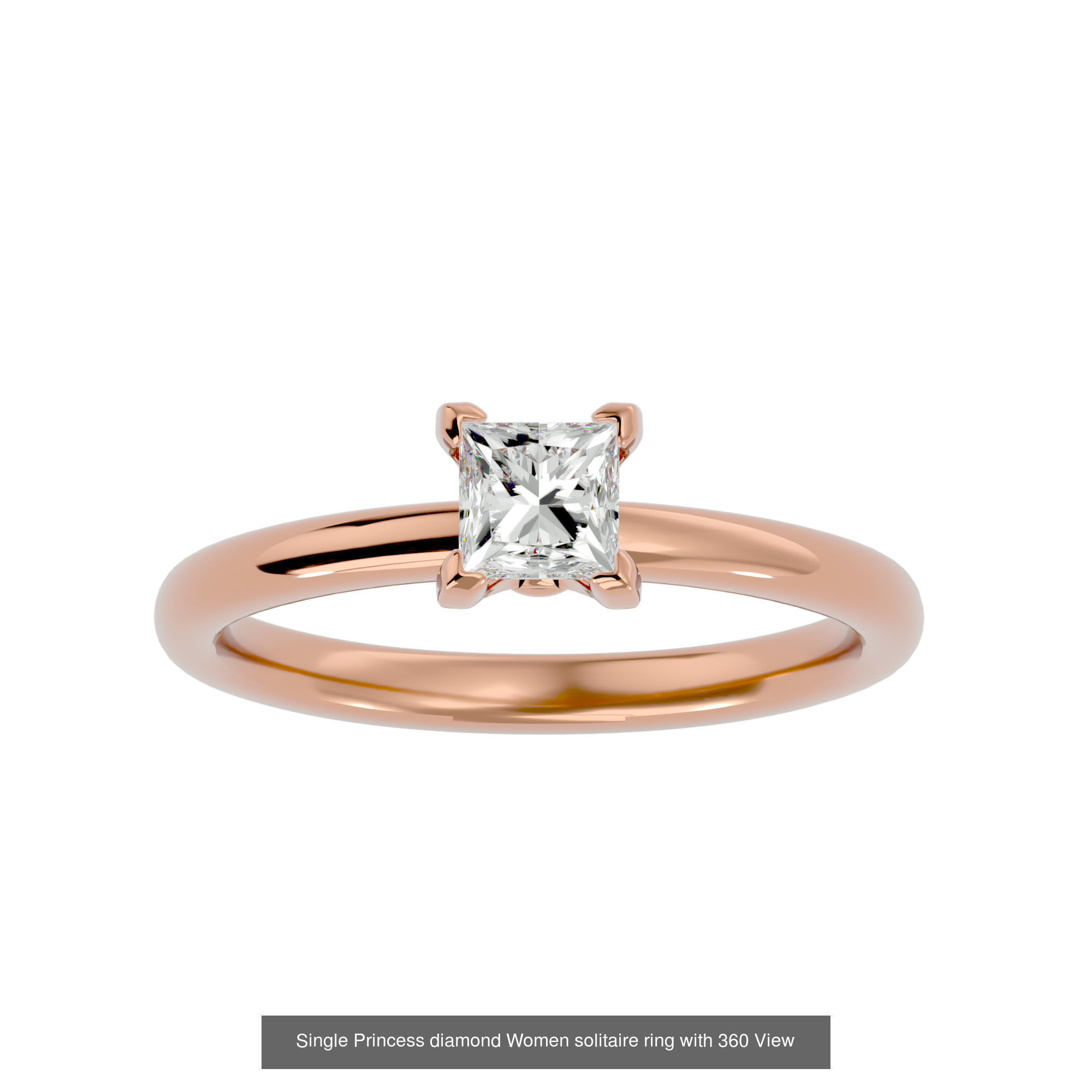 78 Single Diamond Women solitaire ring with 360 View 3D Model Collection_68