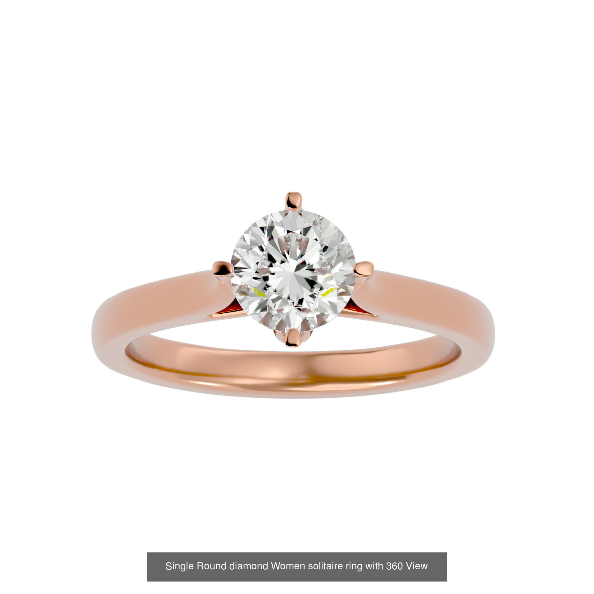78 Single Diamond Women solitaire ring with 360 View 3D Model Collection_48