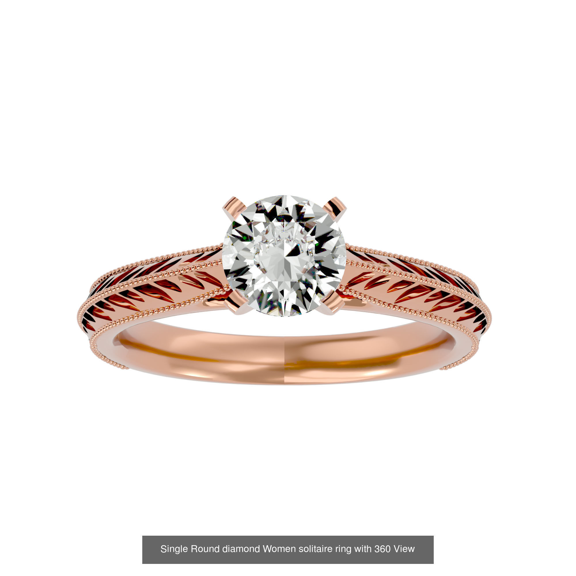 78 Single Diamond Women solitaire ring with 360 View 3D Model Collection_35