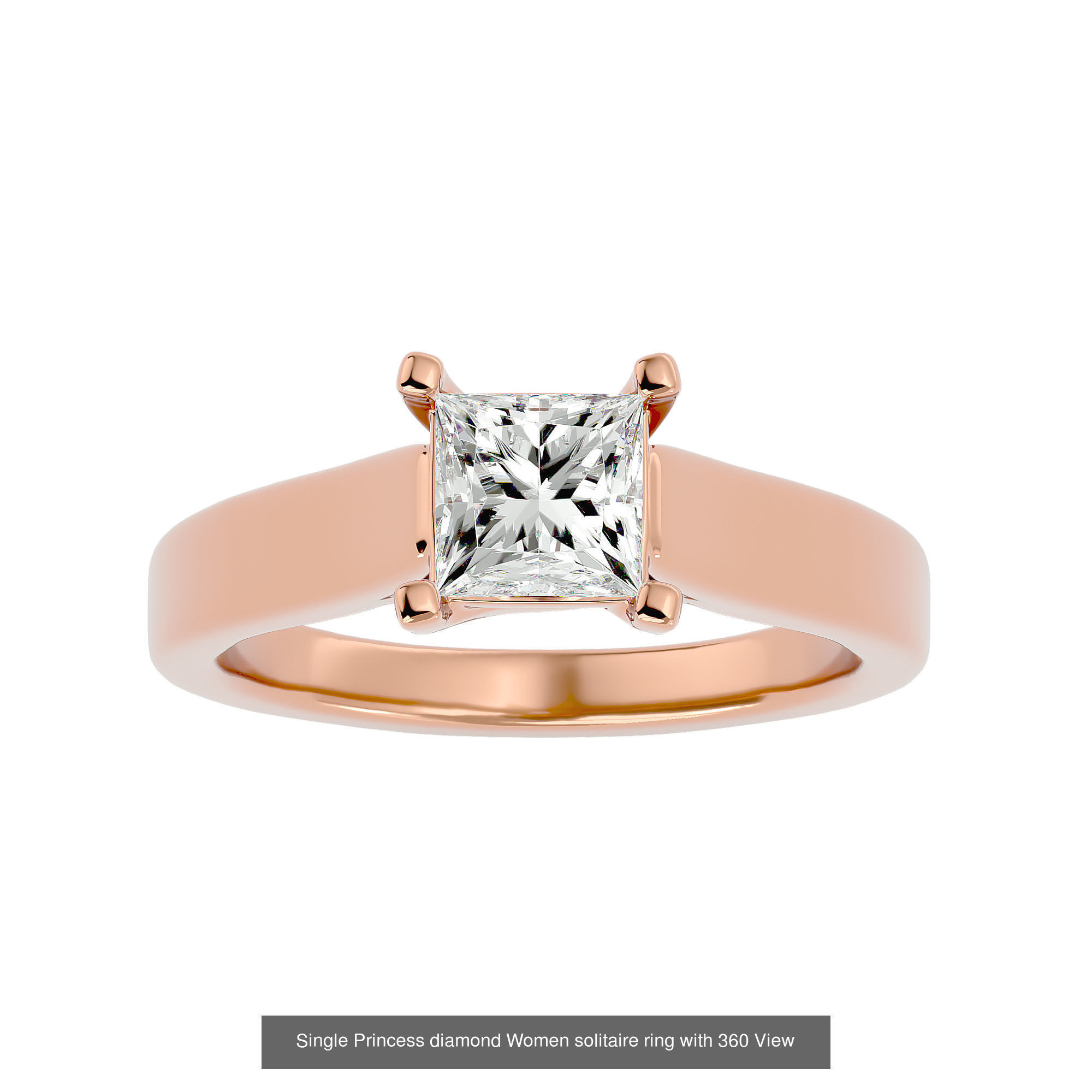 78 Single Diamond Women solitaire ring with 360 View 3D Model Collection_73