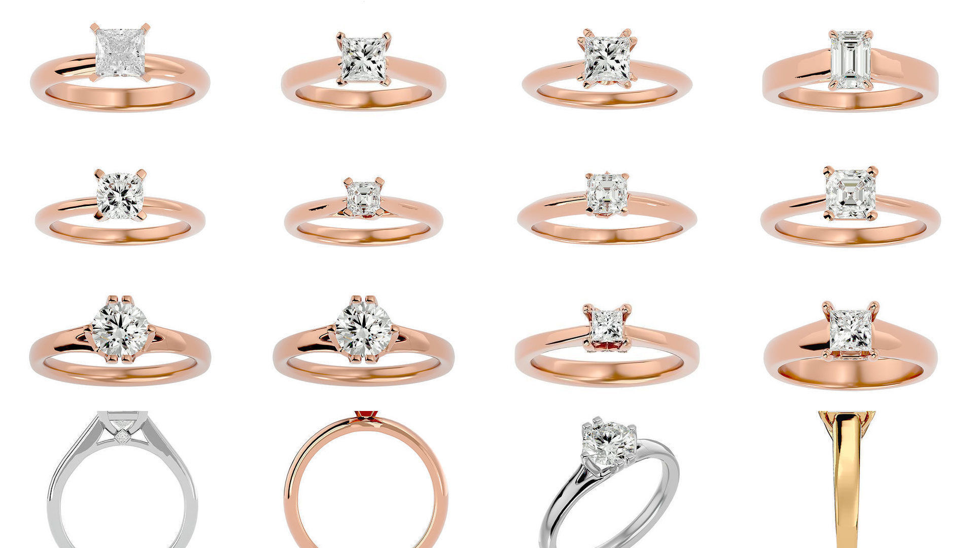 78 Single Diamond Women solitaire ring with 360 View 3D Model Collection_9