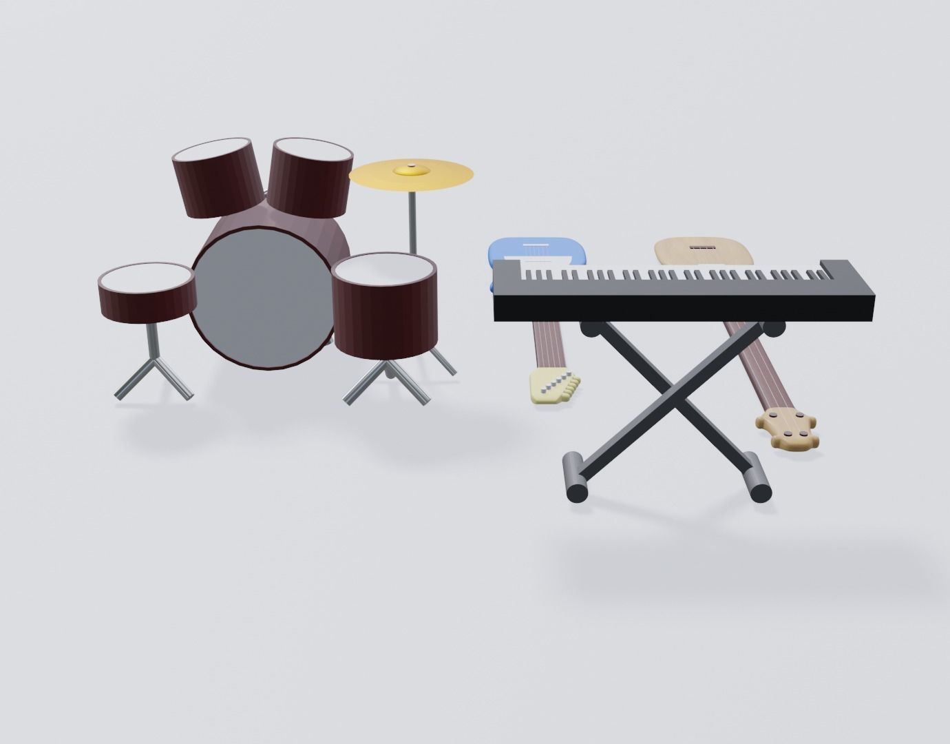 Rock Instruments Set Low-poly 3D model_5